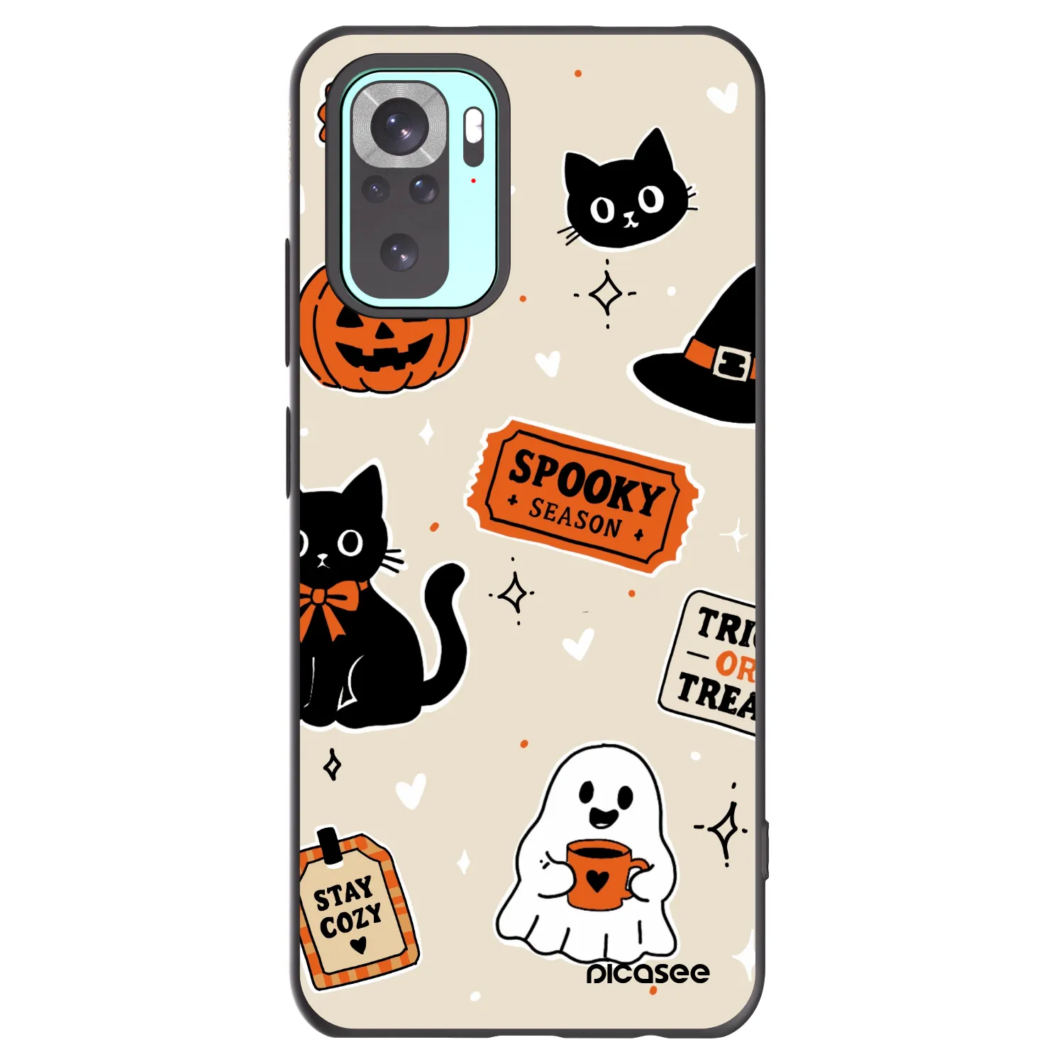 Picasee Xiaomi Redmi Note 10 Pro Hülle - Schwarzes Silikon - Halloween stickers