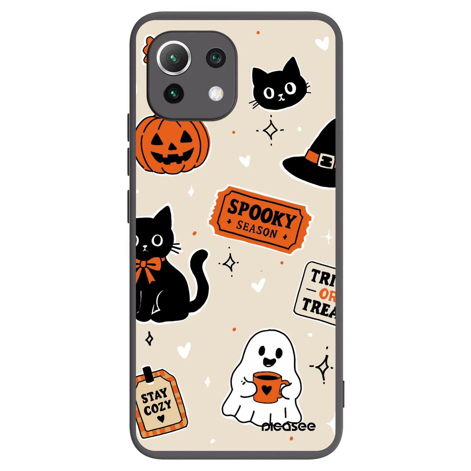 Picasee Xiaomi Mi 11 Lite Hülle - Schwarzes Silikon - Halloween stickers