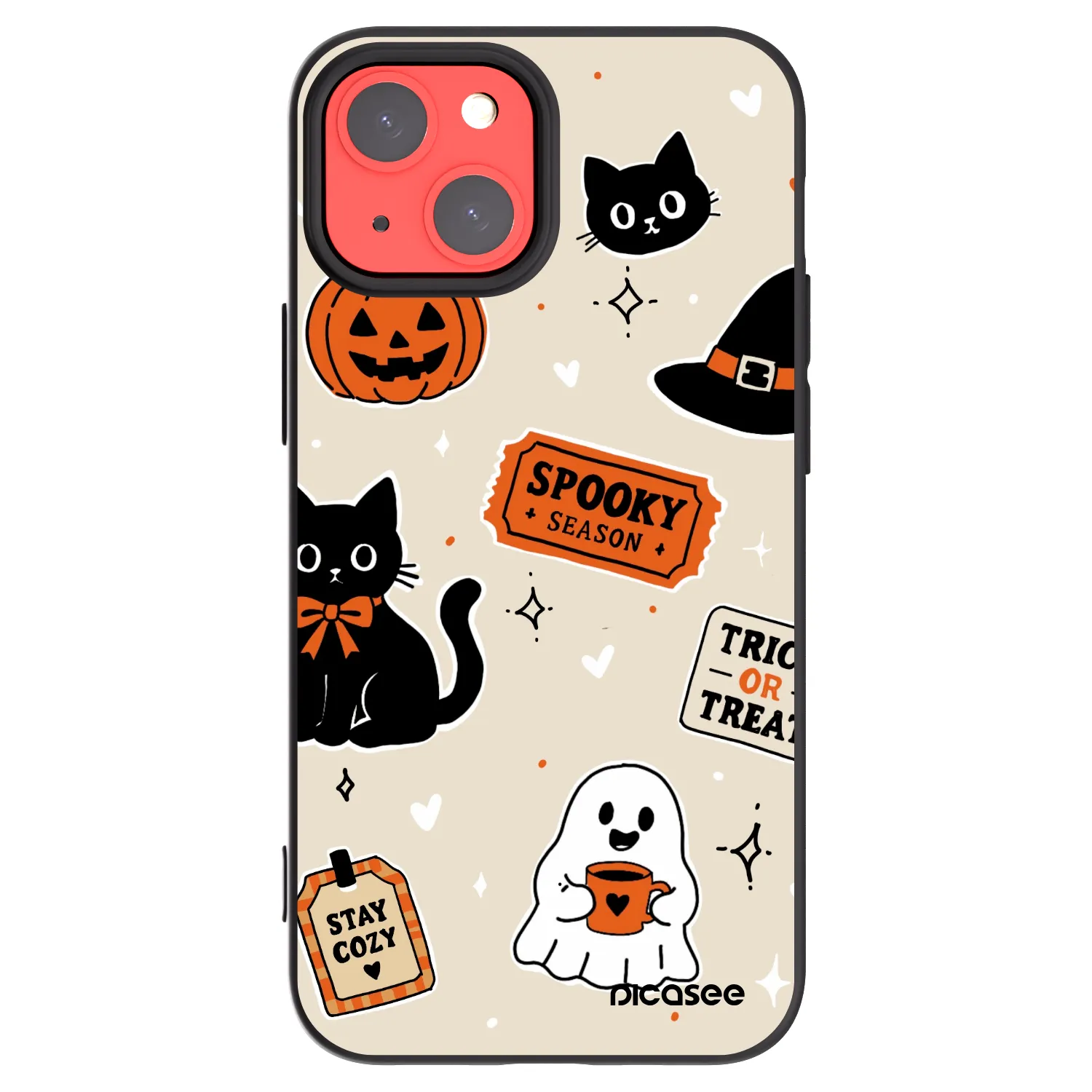 Picasee Apple iPhone 13 mini Hülle - Schwarzes Silikon - Halloween stickers