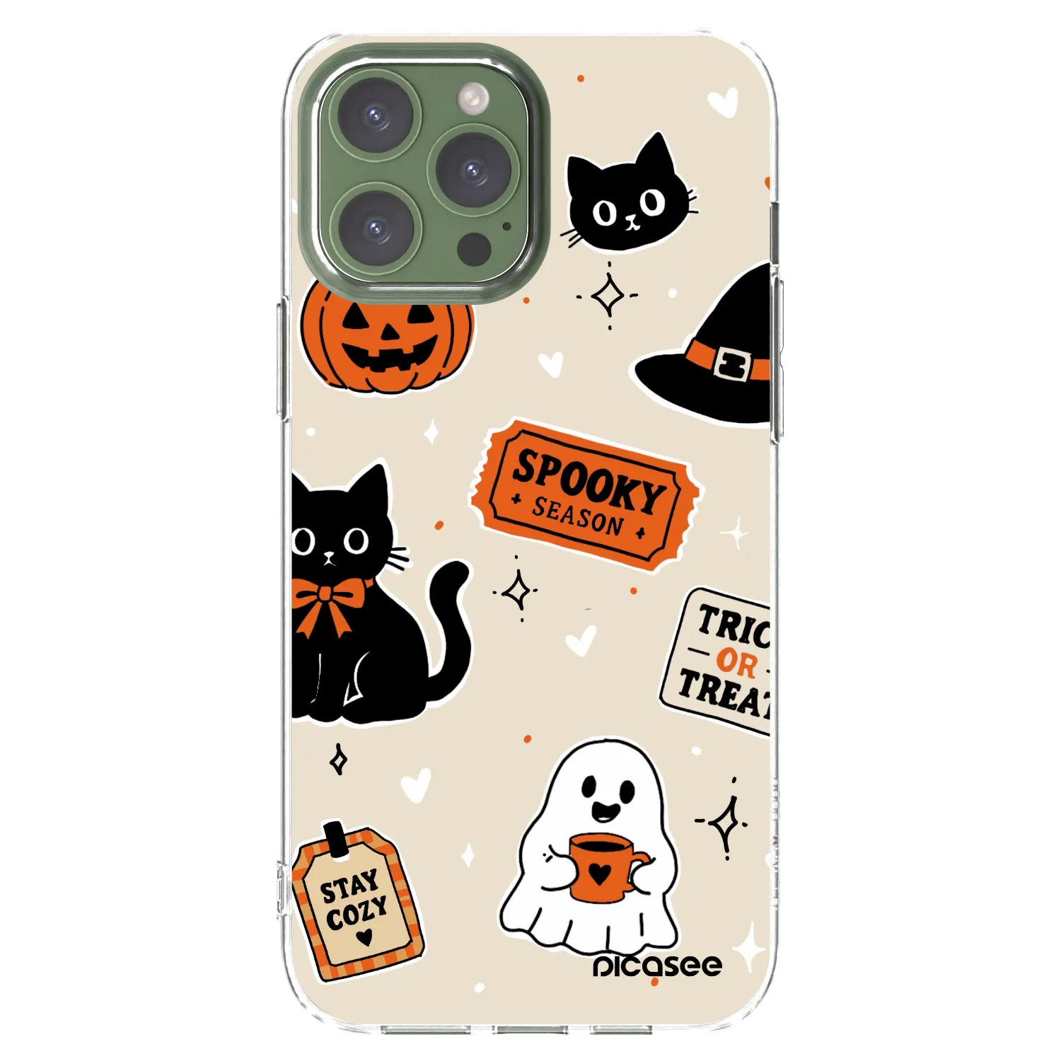 Picasee Apple iPhone 13 Pro Max Hülle - Transparentes Silikon - Halloween stickers