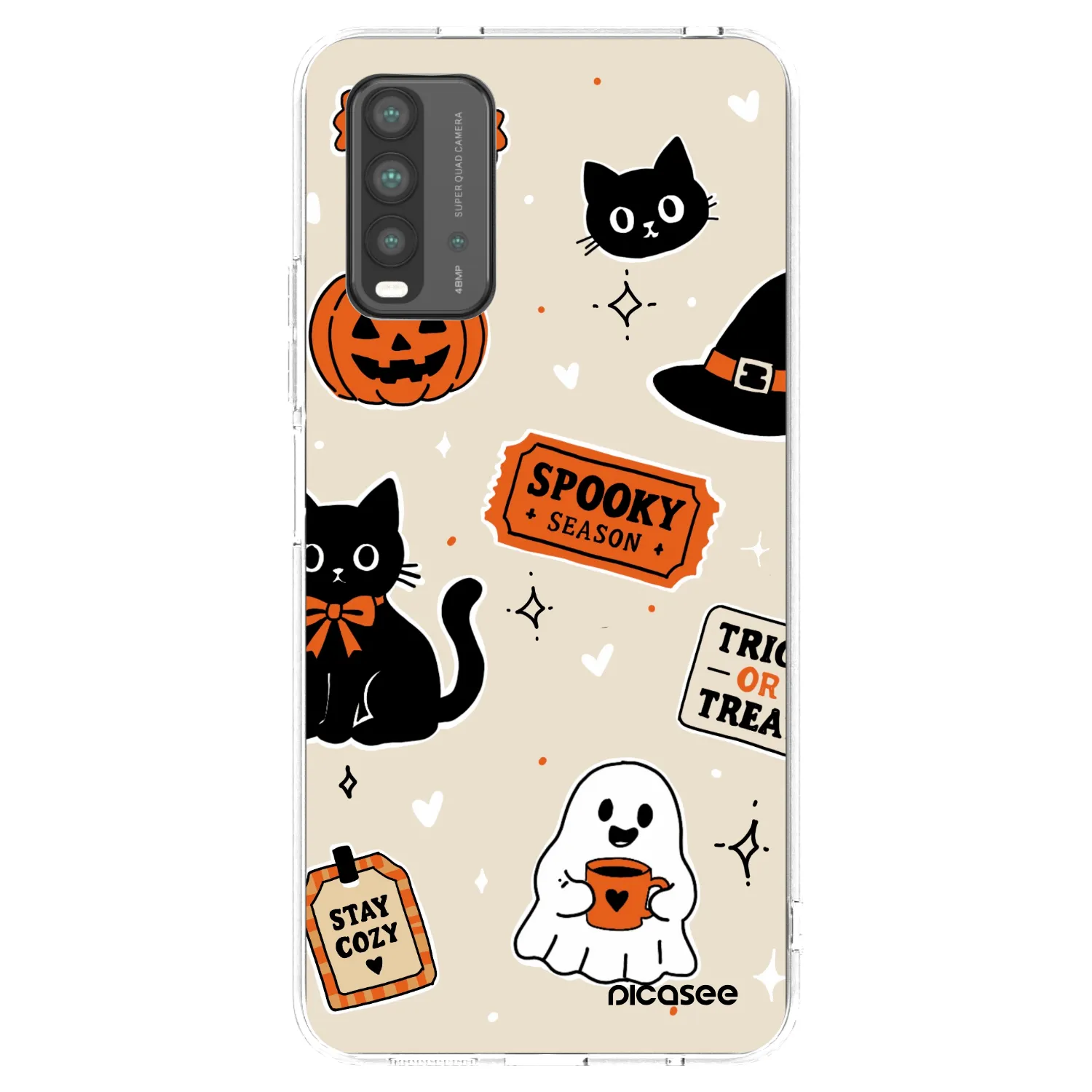 Picasee Xiaomi Redmi 9T Hülle - Transparentes Silikon - Halloween stickers