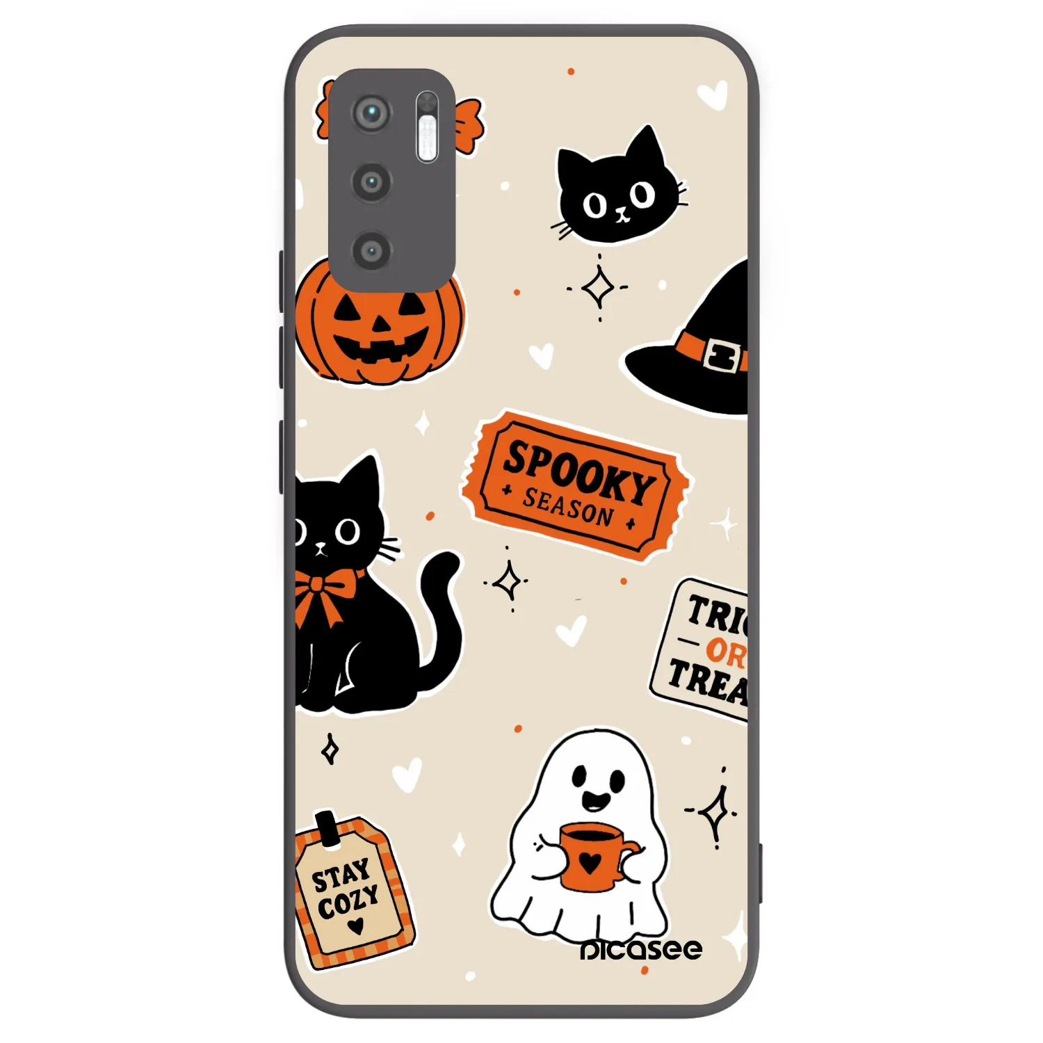 Picasee Xiaomi Redmi Note 10 5G Hülle - Schwarzes Silikon - Halloween stickers