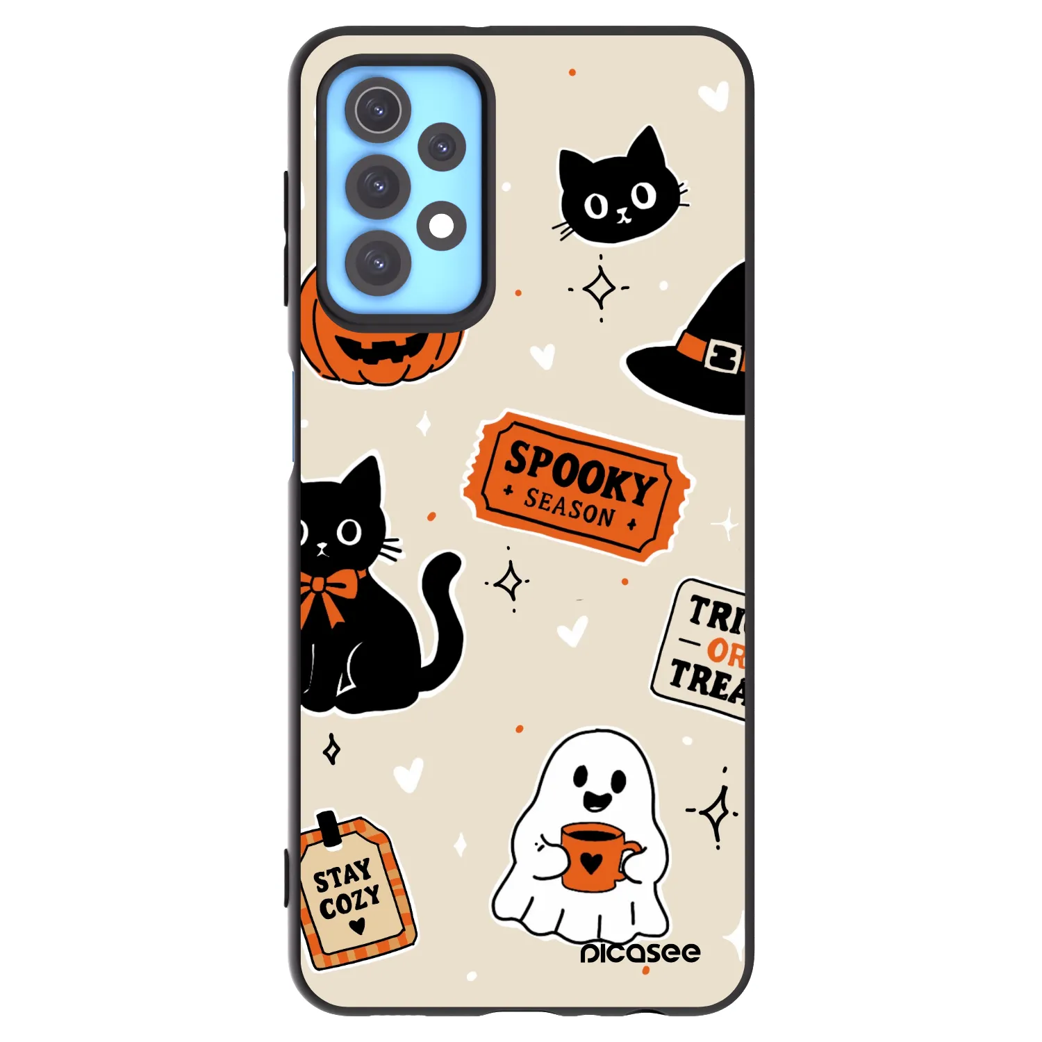 Picasee Samsung Galaxy A32 4G SM-A325F Hülle - Schwarzes Silikon - Halloween stickers