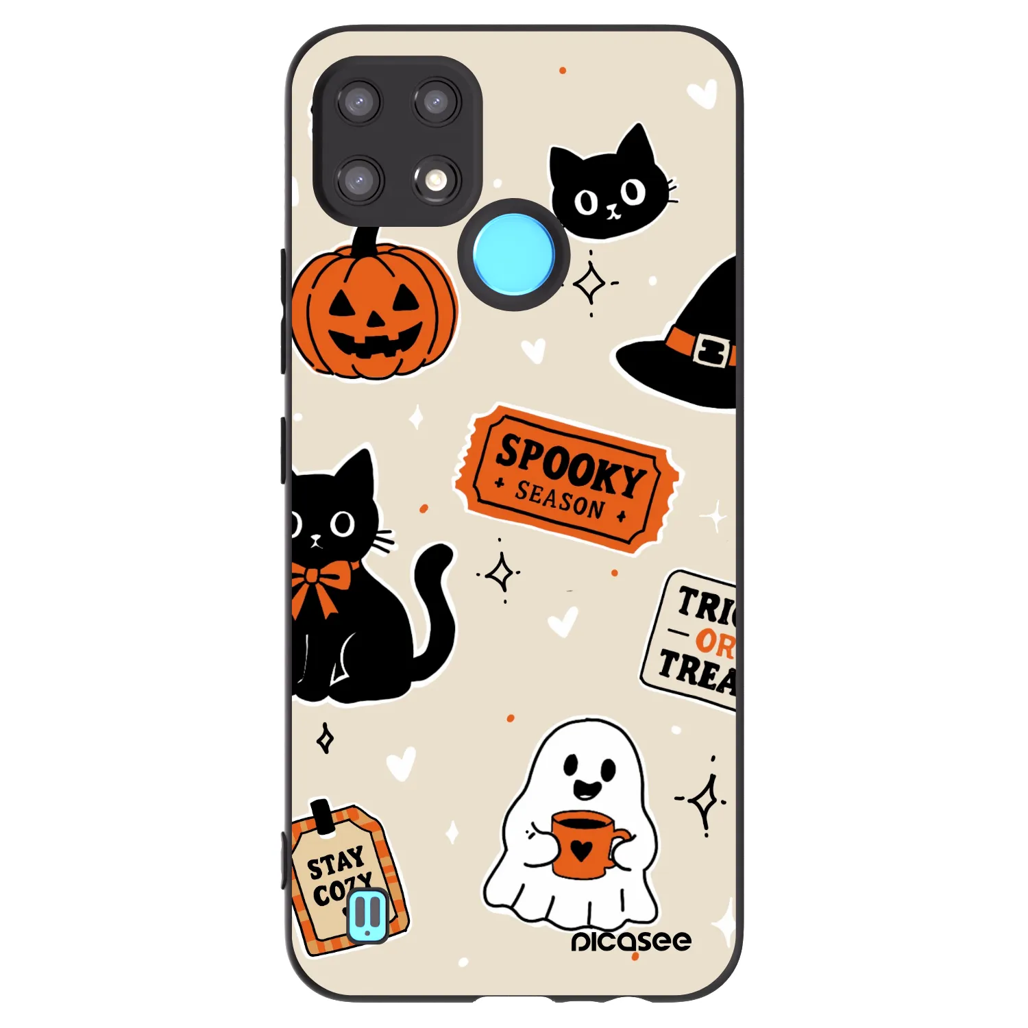 Picasee Realme C21 Hülle - Schwarzes Silikon - Halloween stickers