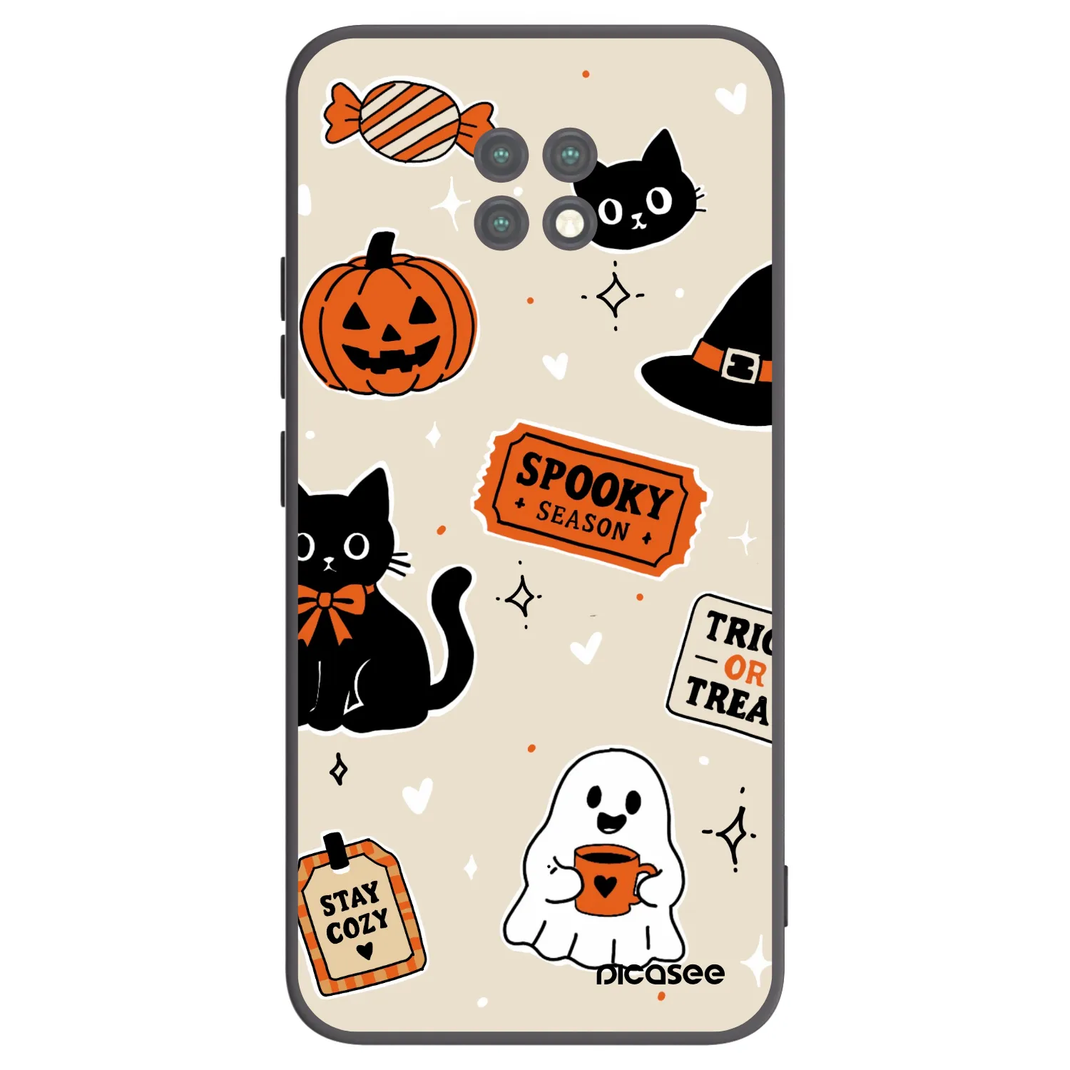 Picasee Xiaomi Redmi Note 9T Hülle - Schwarzes Silikon - Halloween stickers