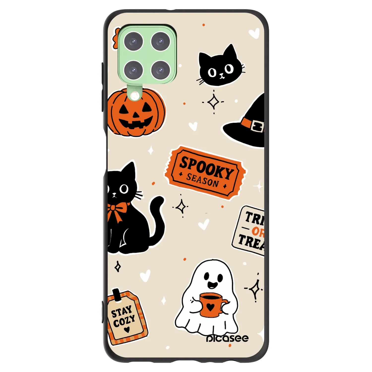 Picasee Samsung Galaxy A22 A225F 4G Hülle - Schwarzes Silikon - Halloween stickers
