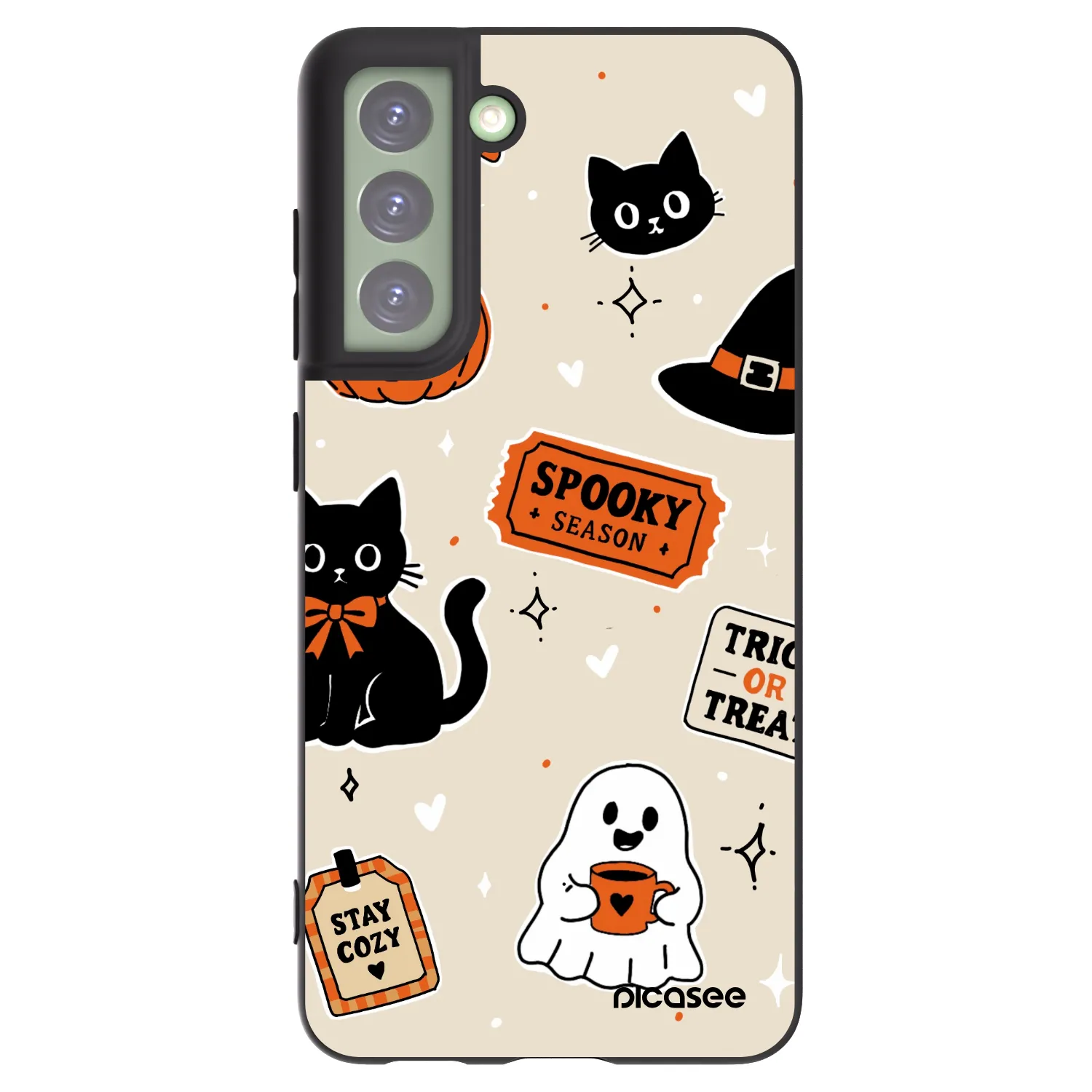 Picasee Samsung Galaxy S21 FE 5G Hülle - Schwarzes Silikon - Halloween stickers