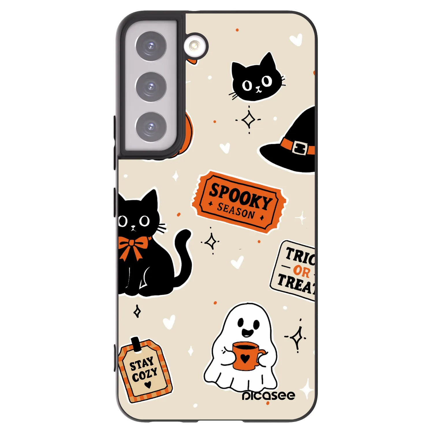 Picasee Samsung Galaxy S22 5G Hülle - Schwarzes Silikon - Halloween stickers