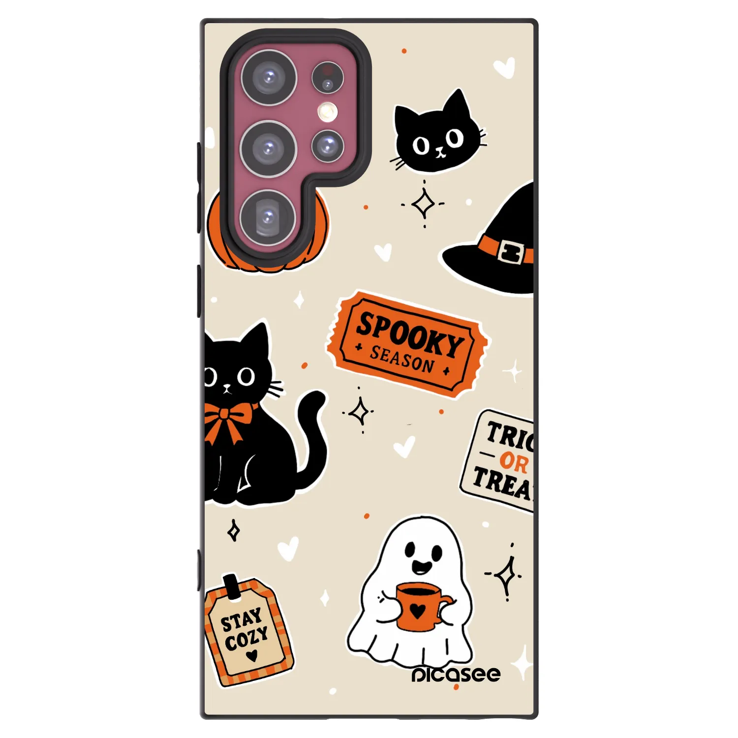 Picasee Samsung Galaxy S22 Ultra 5G Hülle - Schwarzes Silikon - Halloween stickers