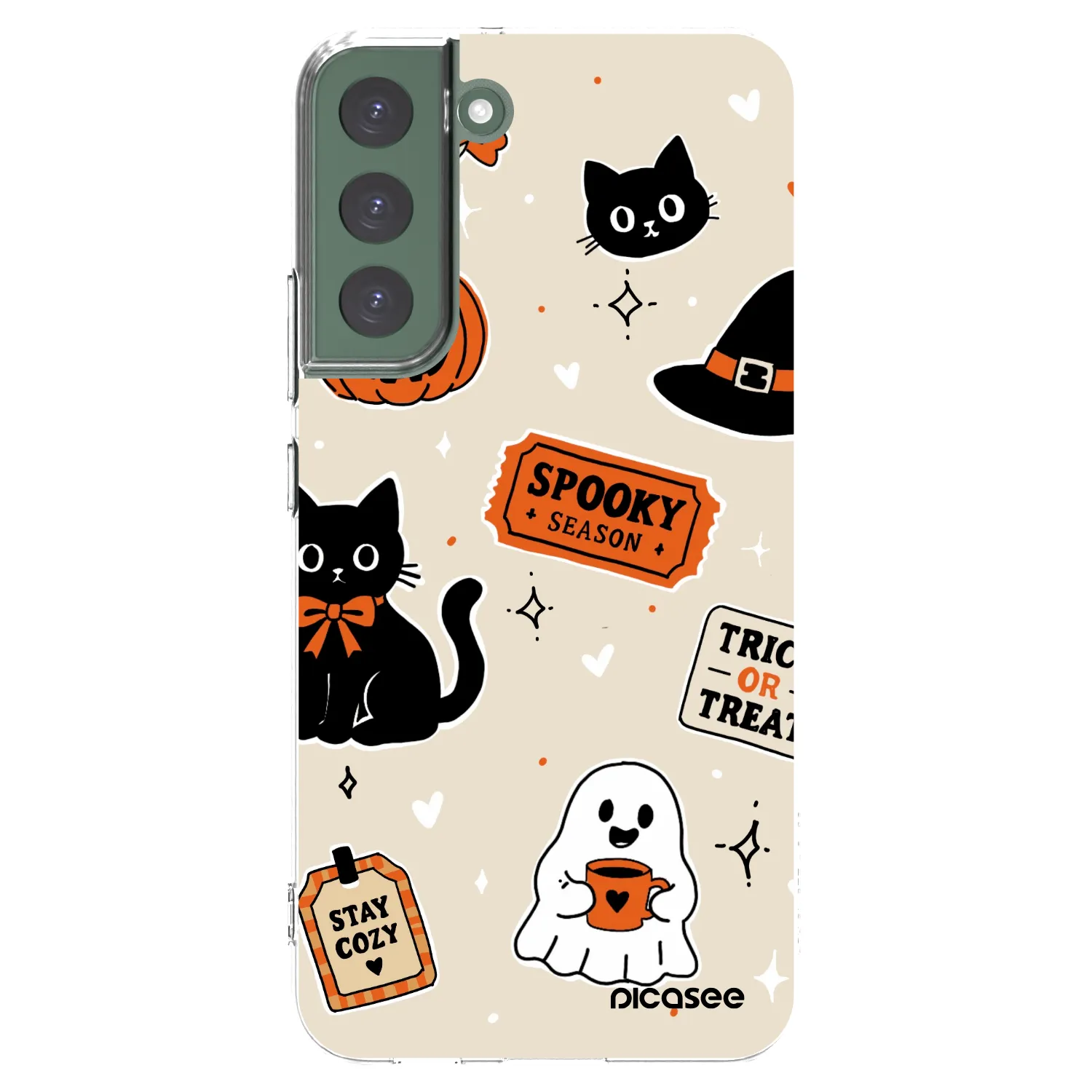 Picasee Samsung Galaxy S22+ 5G Hülle - Transparentes Silikon - Halloween stickers