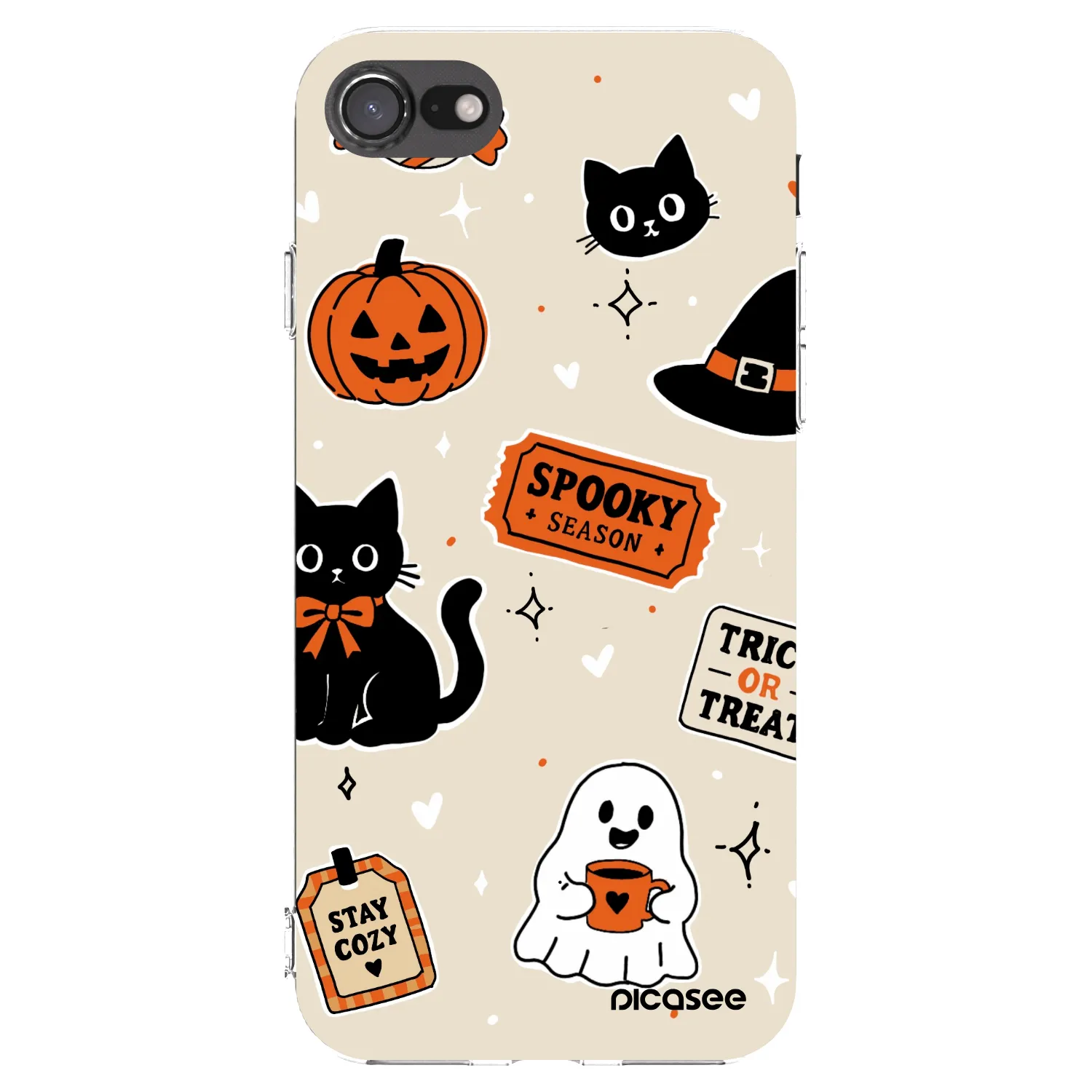 Picasee Apple iPhone SE 2022 Hülle - Transparentes Silikon - Halloween stickers