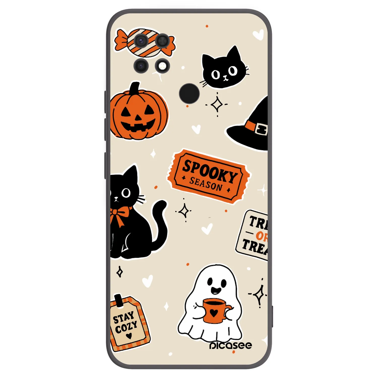 Picasee Xiaomi Redmi 10C Hülle - Schwarzes Silikon - Halloween stickers