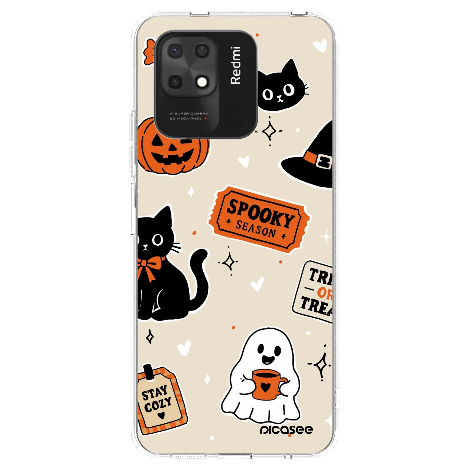 Picasee Xiaomi Redmi 10C Hülle - Transparentes Silikon - Halloween stickers