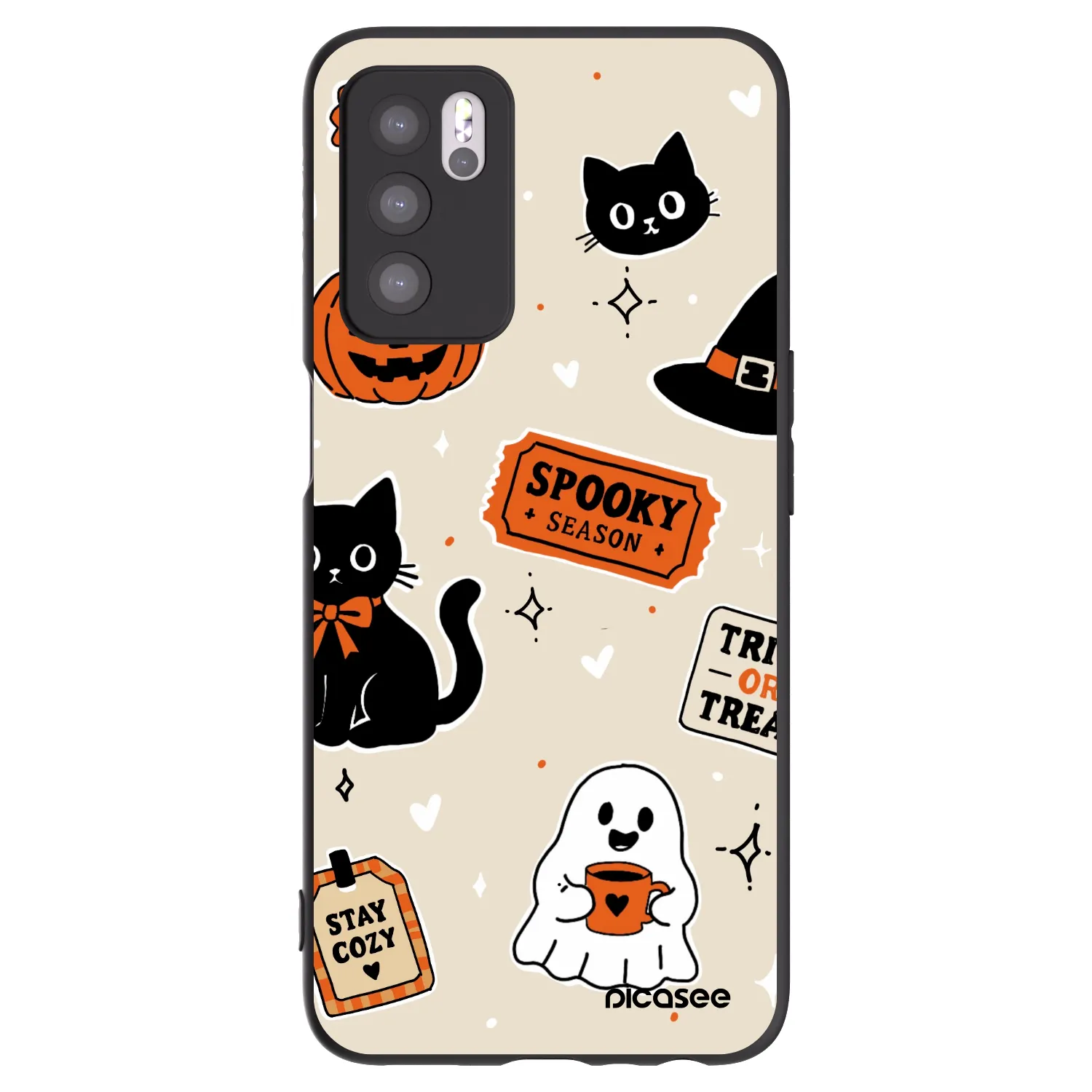 Picasee OPPO A16s Hülle - Schwarzes Silikon - Halloween stickers