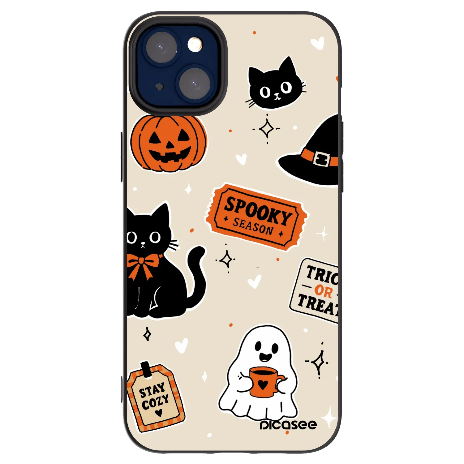 Picasee Apple iPhone 14 Plus Hülle - Schwarzes Silikon - Halloween stickers