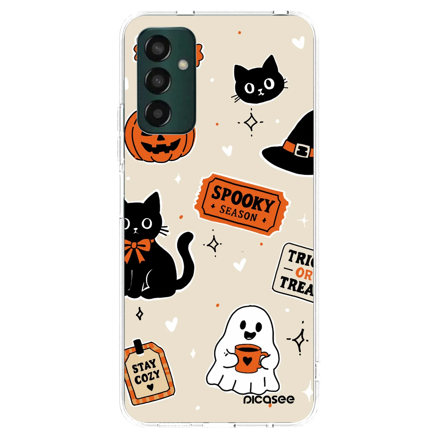 Picasee Samsung Galaxy M13 M135F Hülle - Transparentes Silikon - Halloween stickers