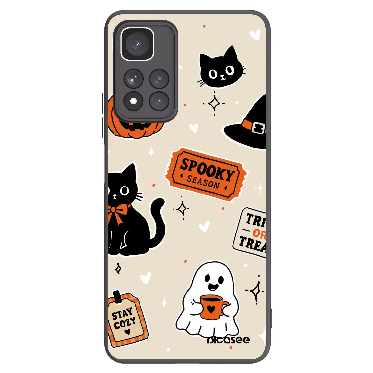 Picasee Xiaomi Redmi Note 11 Pro+ 5G Hülle - Schwarzes Silikon - Halloween stickers