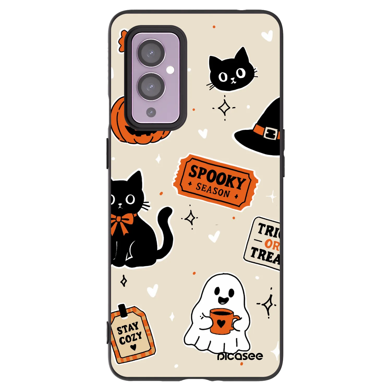 Picasee OnePlus 9 Hülle - Schwarzes Silikon - Halloween stickers