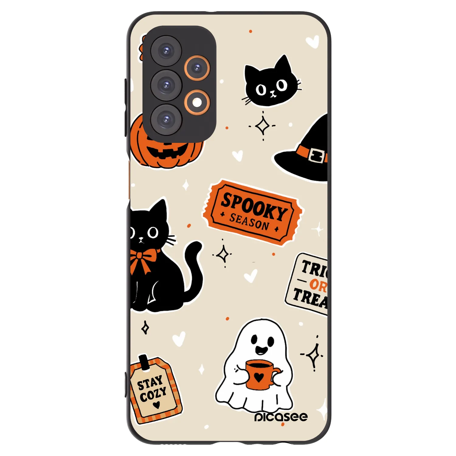 Picasee Samsung Galaxy A23 A235F 4G Hülle - Schwarzes Silikon - Halloween stickers