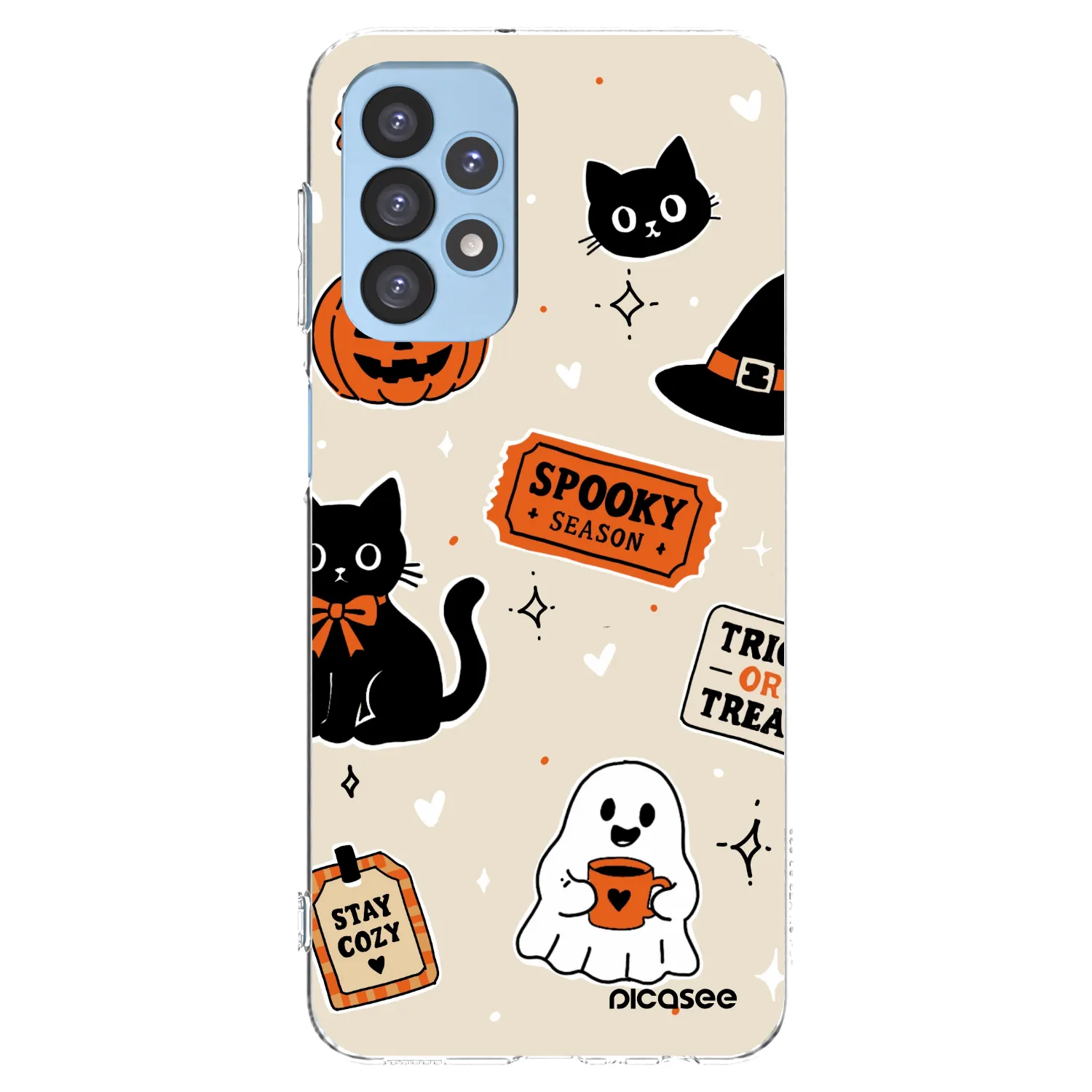 Picasee Samsung Galaxy A23 A235F 4G Hülle - Transparentes Silikon - Halloween stickers