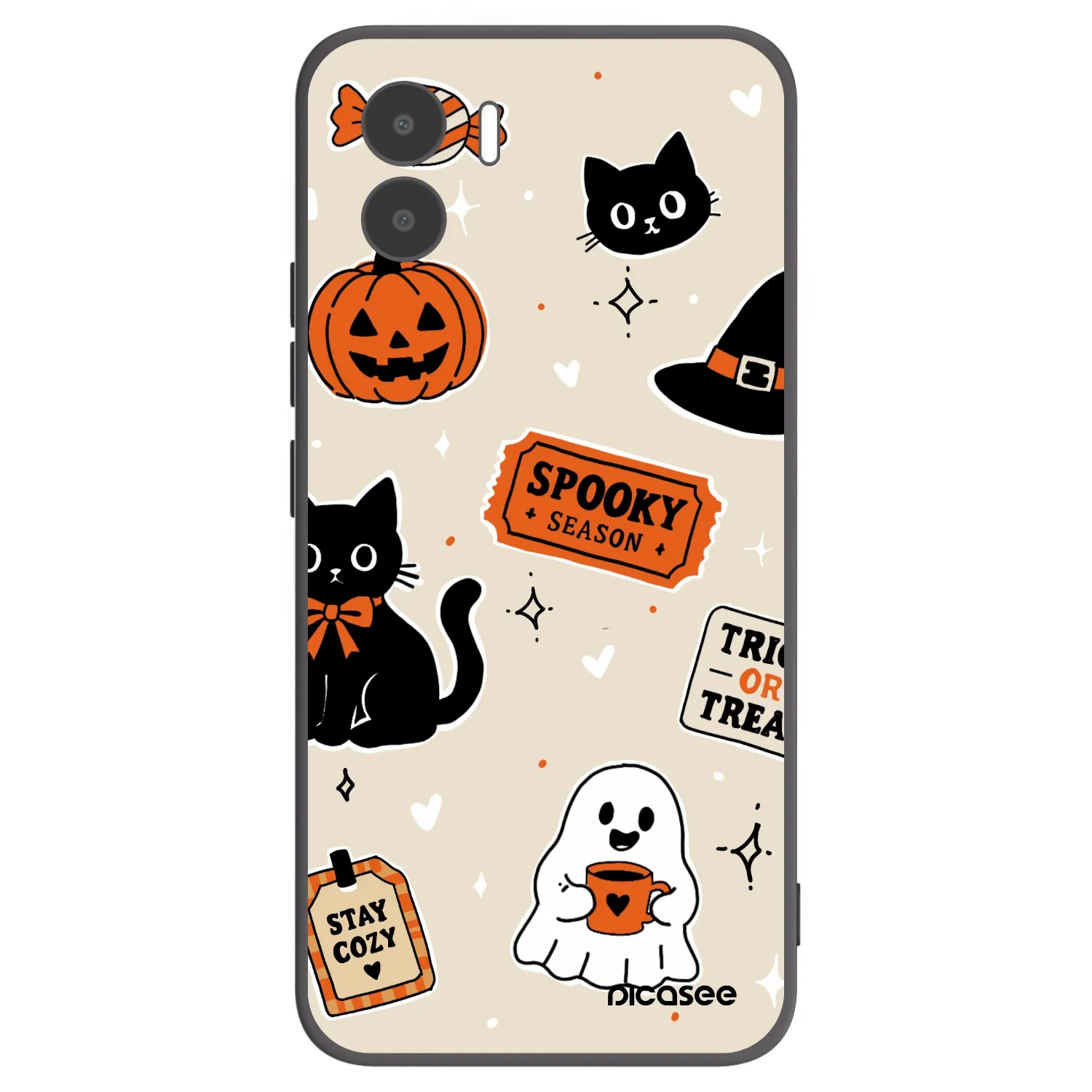 Picasee Xiaomi Redmi A1 Hülle - Schwarzes Silikon - Halloween stickers