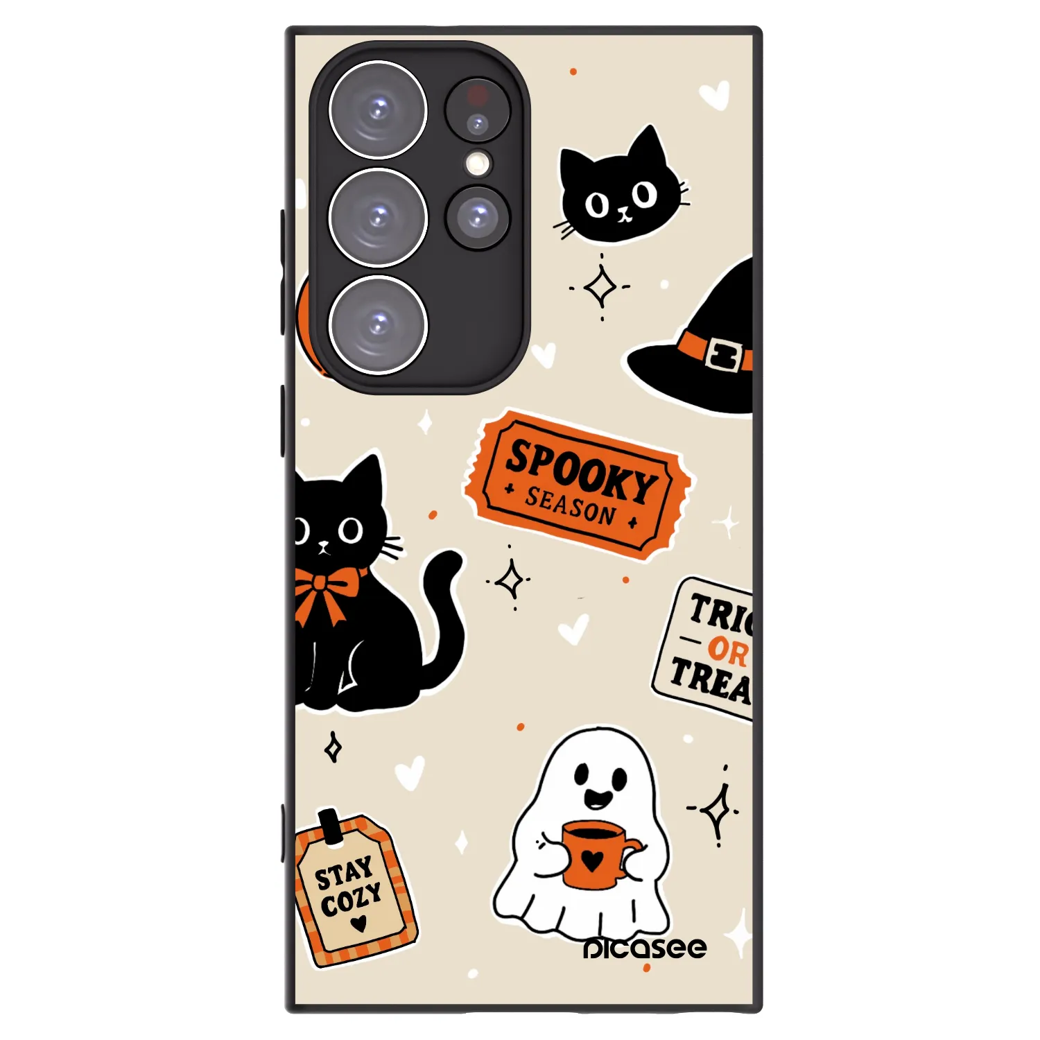 Picasee Samsung Galaxy S23 Ultra 5G Hülle - Schwarzes Silikon - Halloween stickers