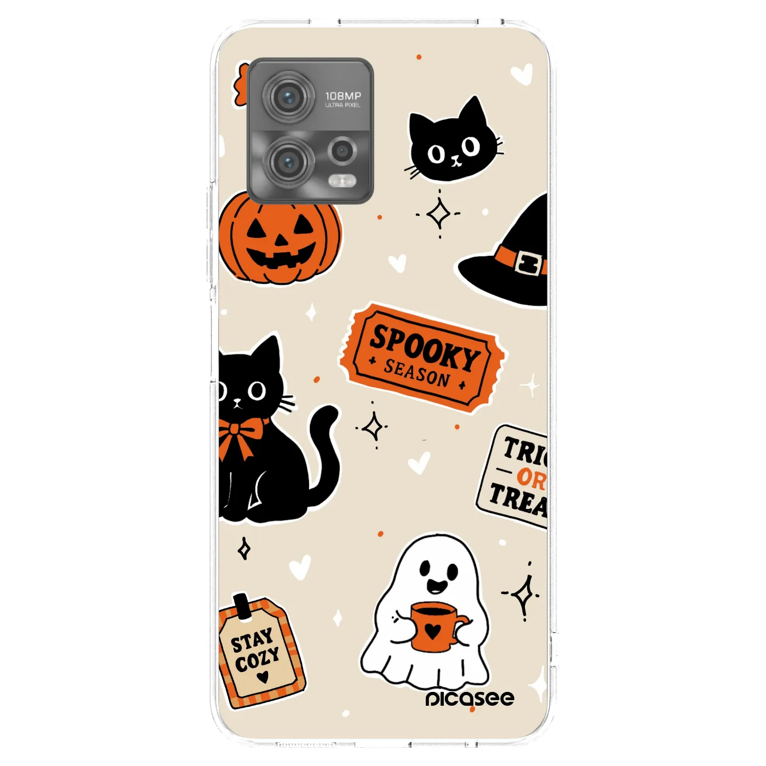 Picasee Motorola Moto G72 Hülle - Transparentes Silikon - Halloween stickers