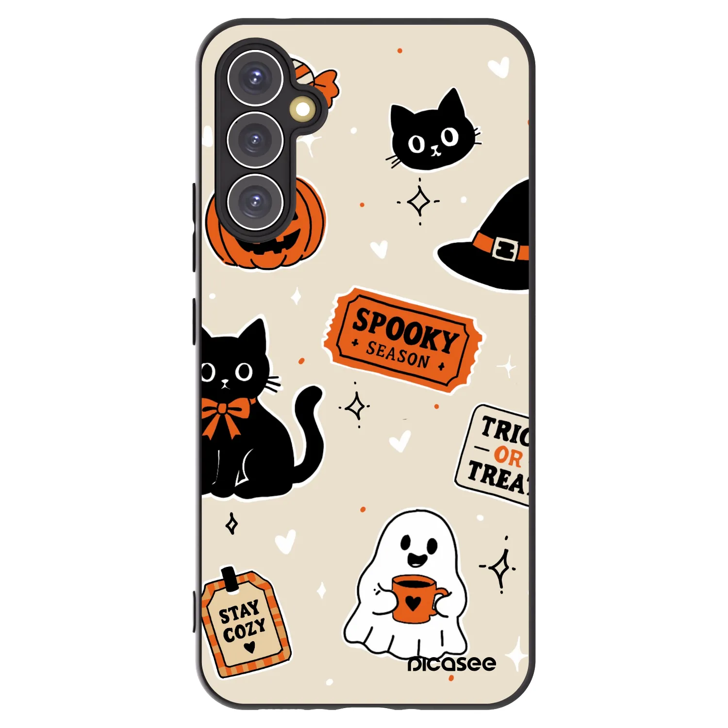 Picasee Samsung Galaxy A34 5G A346B Hülle - Schwarzes Silikon - Halloween stickers