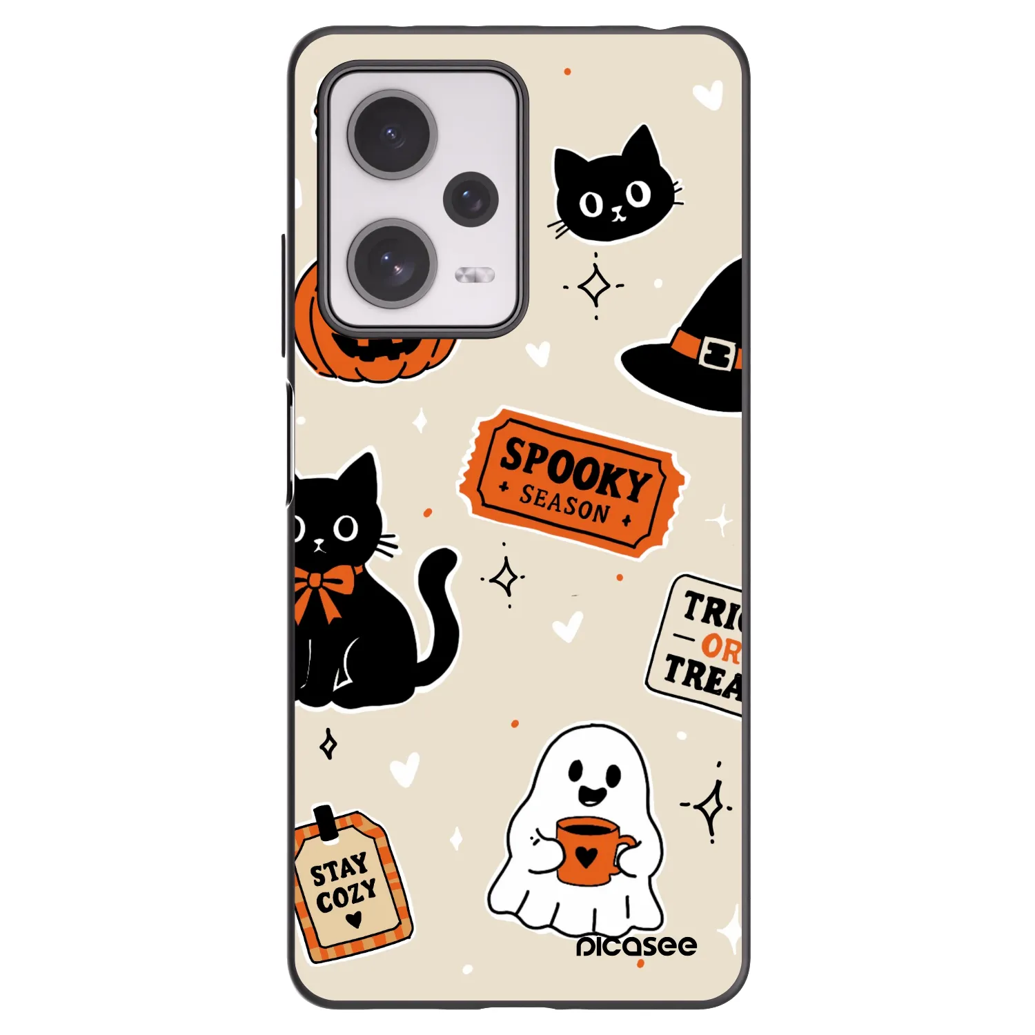 Picasee Xiaomi Redmi Note 12 Pro+ 5G Hülle - Schwarzes Silikon - Halloween stickers