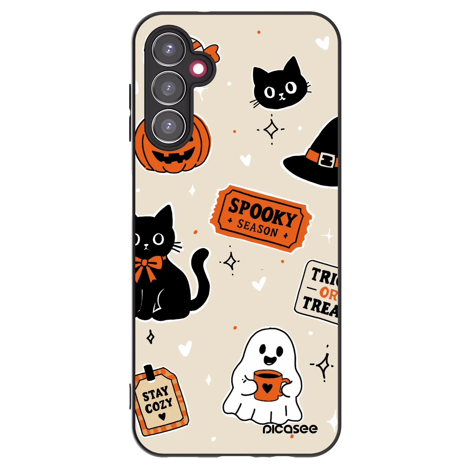Picasee Samsung Galaxy A14 4G A145R Hülle - Schwarzes Silikon - Halloween stickers