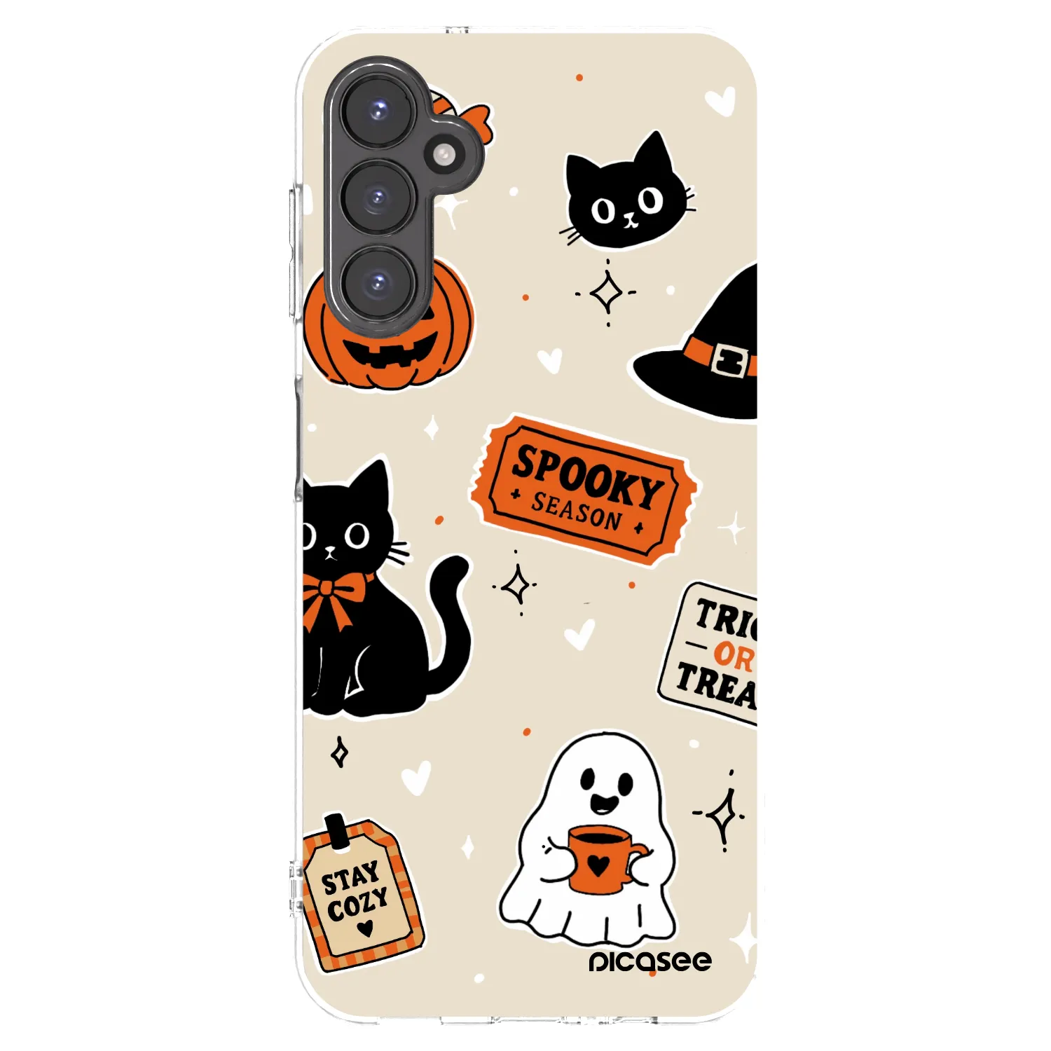 Picasee Samsung Galaxy A14 4G A145R Hülle - Transparentes Silikon - Halloween stickers