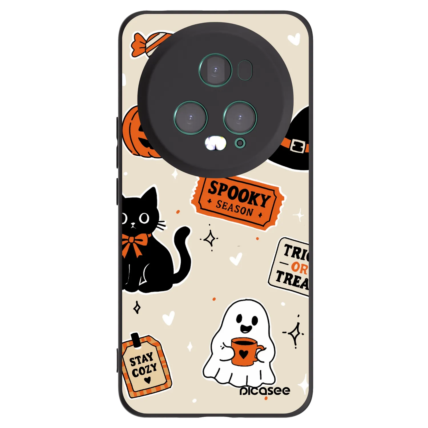 Picasee Honor Magic5 Pro Hülle - Schwarzes Silikon - Halloween stickers