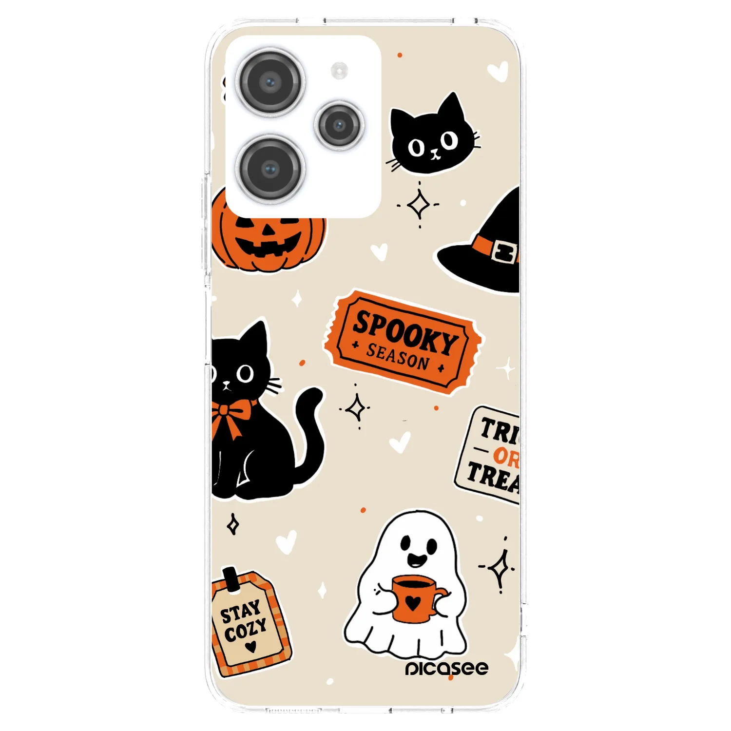 Picasee Xiaomi Redmi 12 4G Hülle - Transparentes Silikon - Halloween stickers