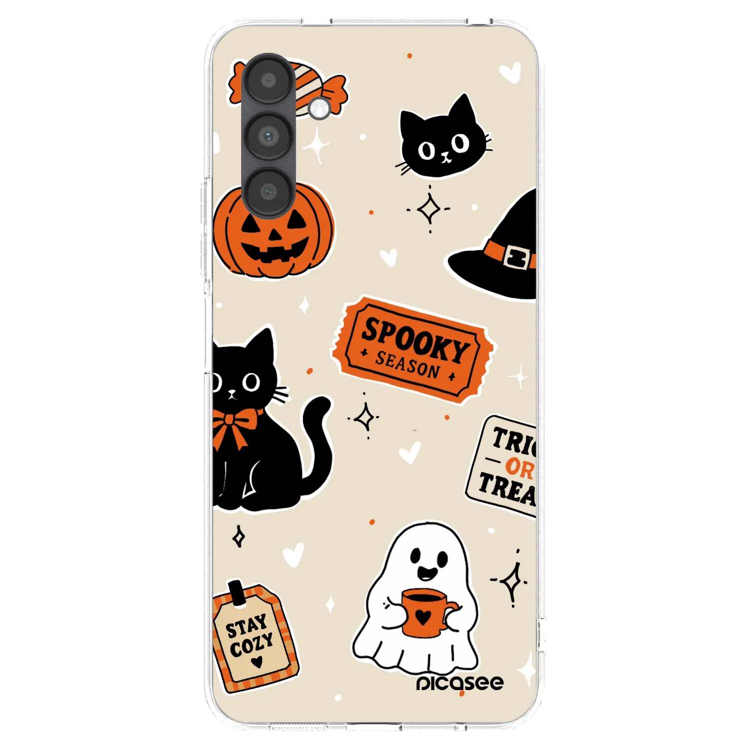 Picasee Samsung Galaxy A04s A047F Hülle - Transparentes Silikon - Halloween stickers