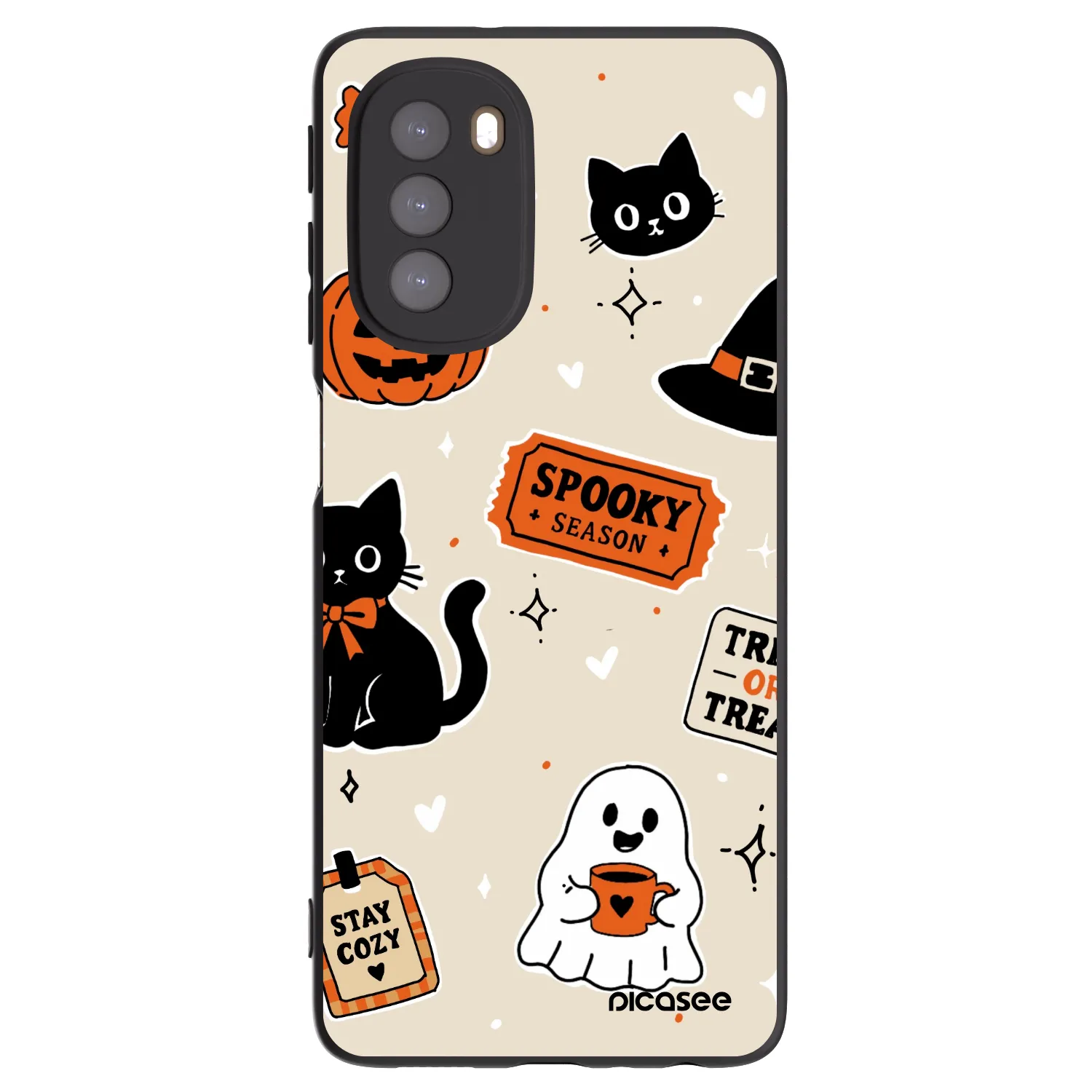 Picasee Motorola Moto G51 Hülle - Schwarzes Silikon - Halloween stickers