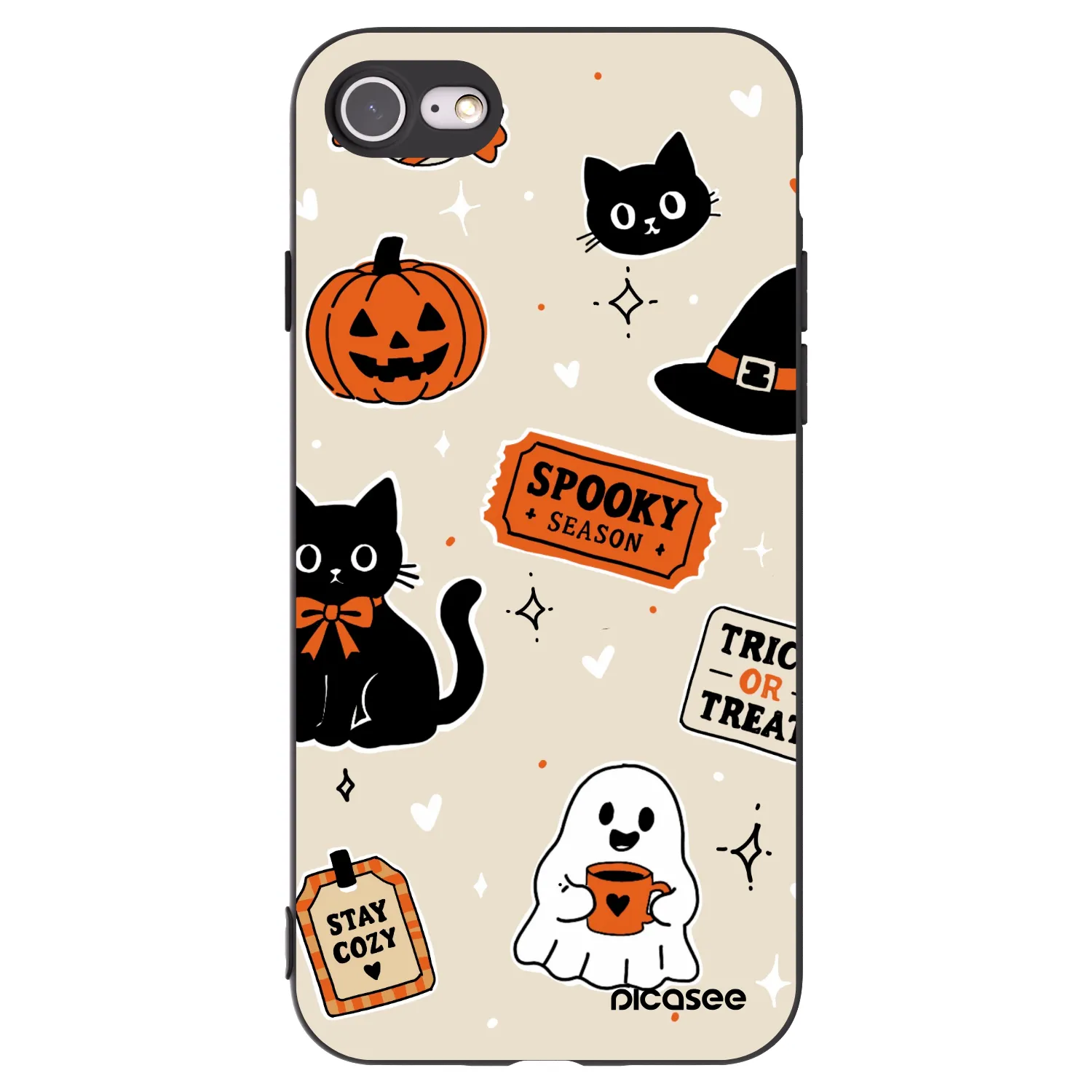 Picasee Apple iPhone 7 Hülle - Schwarzes Silikon - Halloween stickers