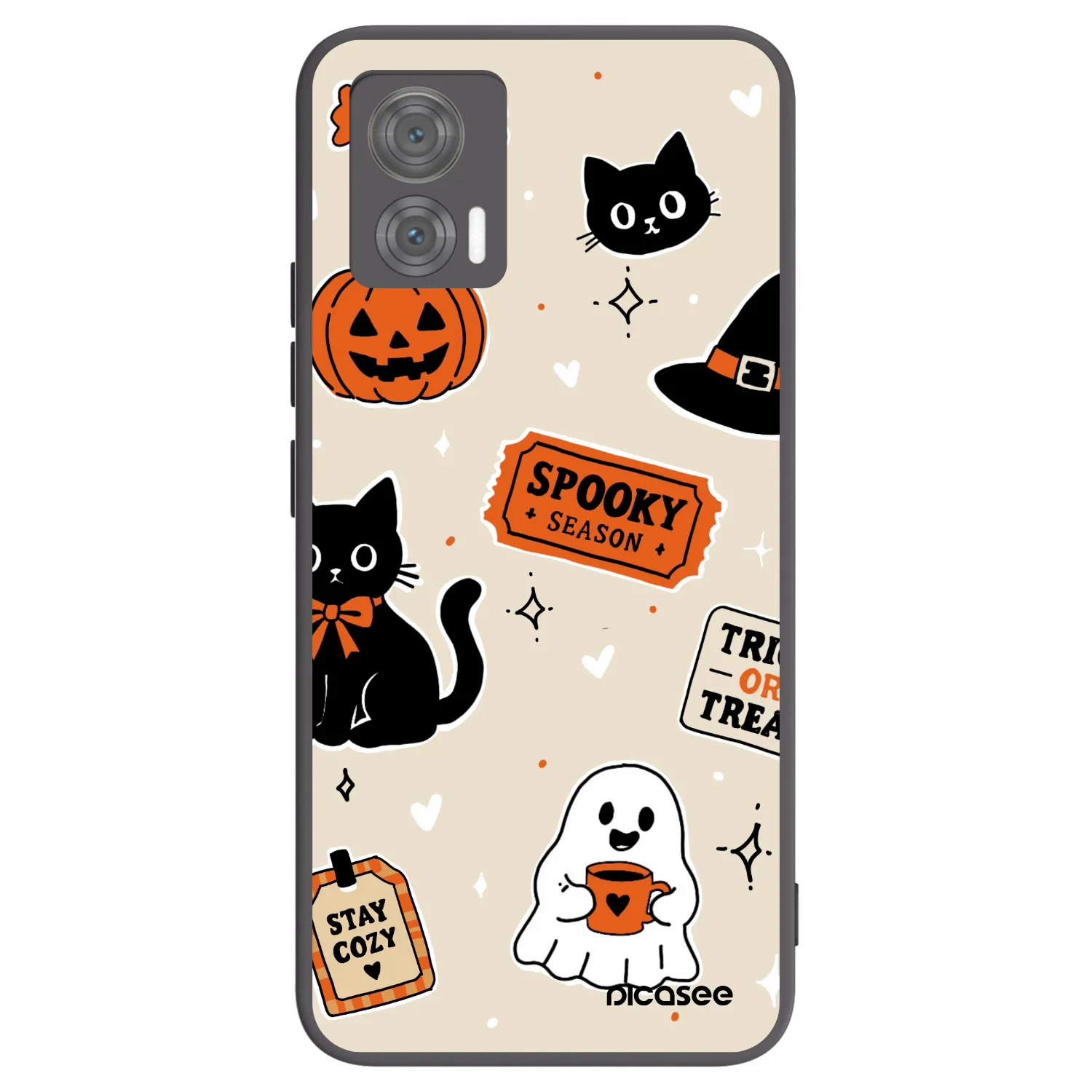 Picasee Motorola Edge 30 Neo Hülle - Schwarzes Silikon - Halloween stickers