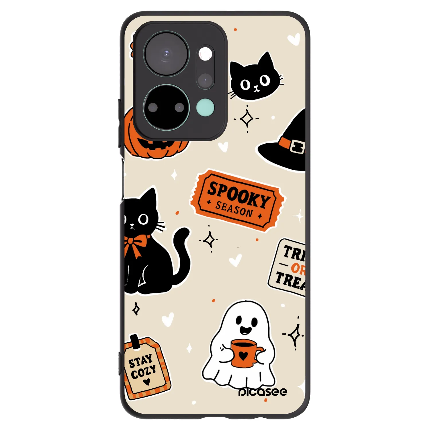Picasee Honor X7a Hülle - Schwarzes Silikon - Halloween stickers