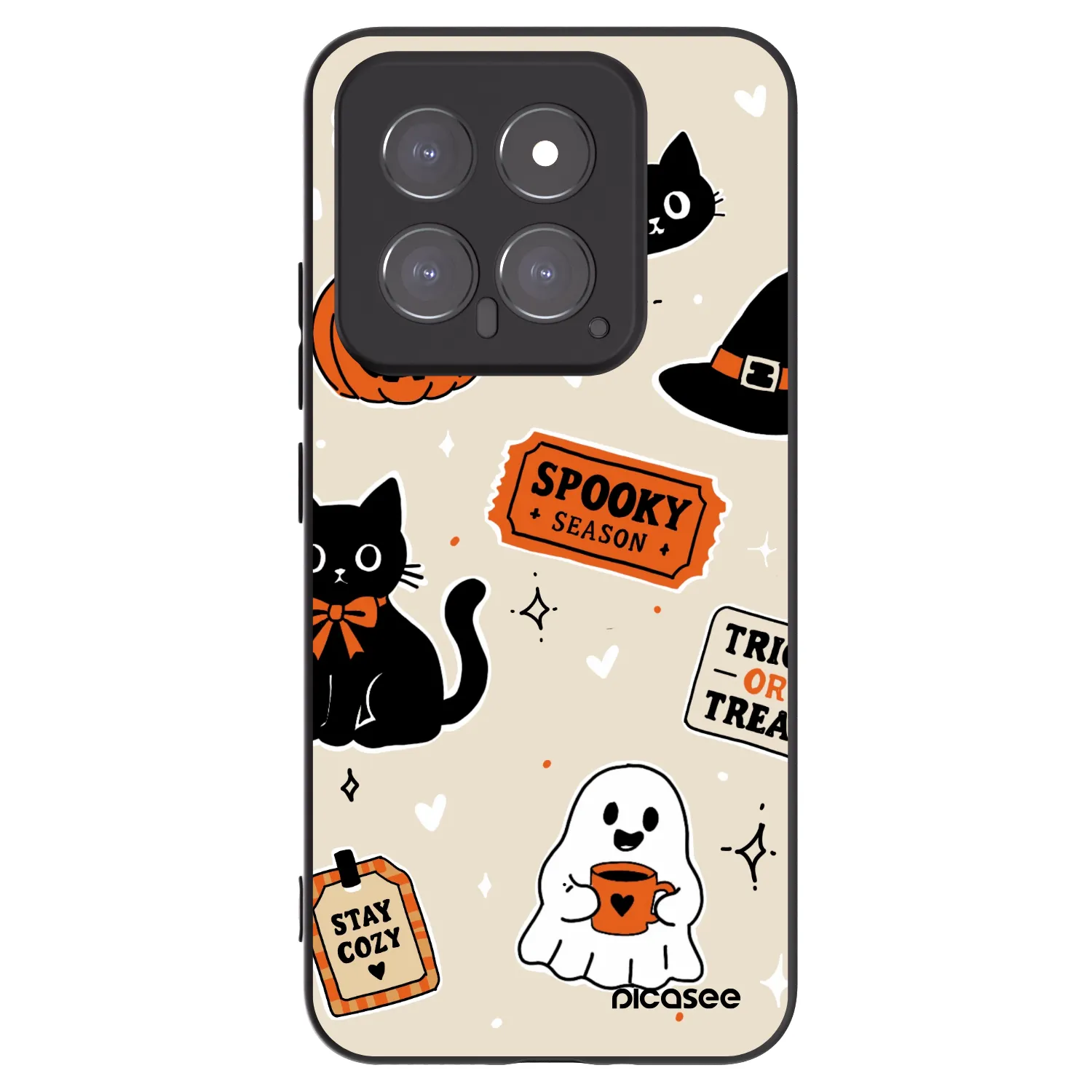 Picasee Xiaomi 14 Hülle - Schwarzes Silikon - Halloween stickers