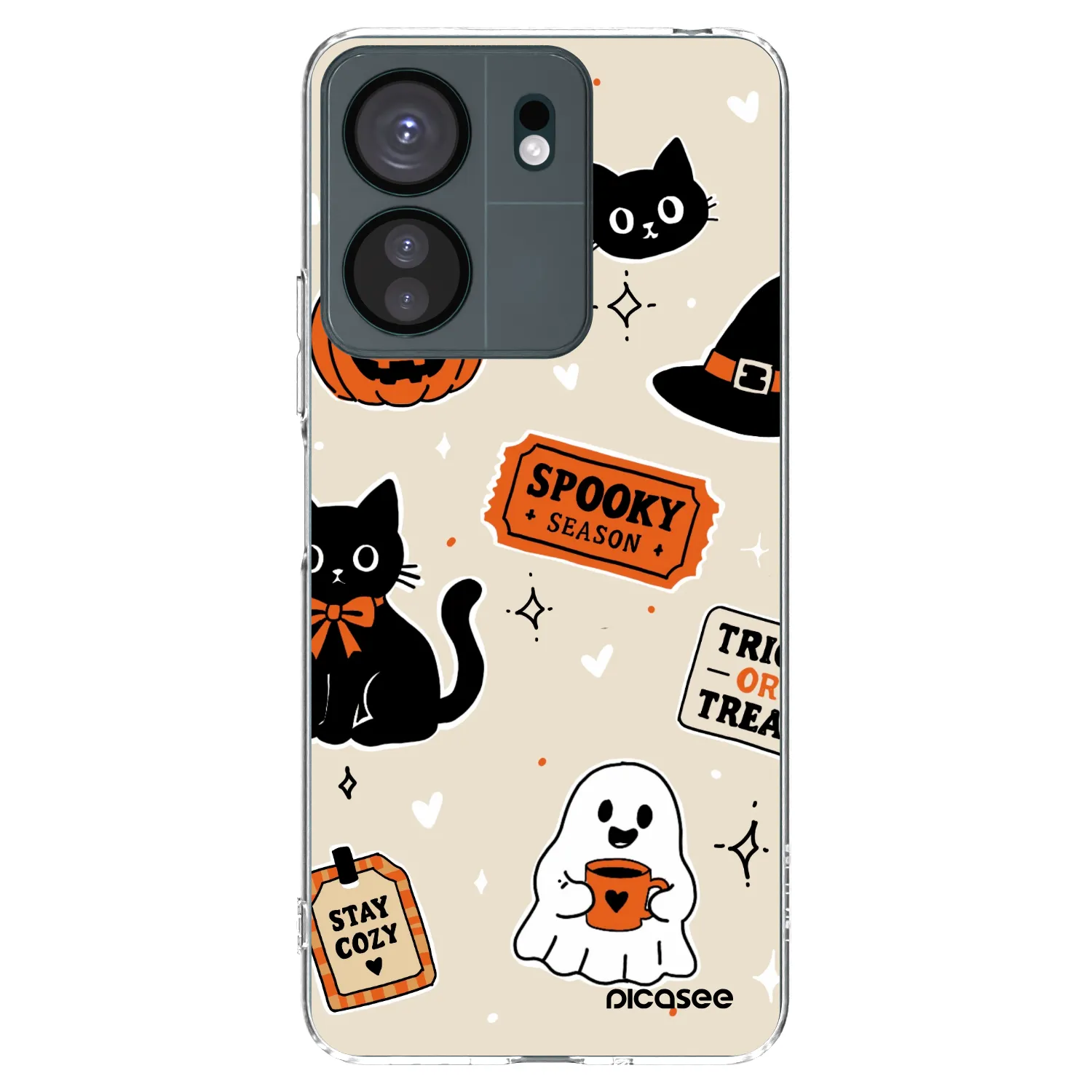 Picasee Xiaomi Redmi 13C 4G Hülle - Transparentes Silikon - Halloween stickers