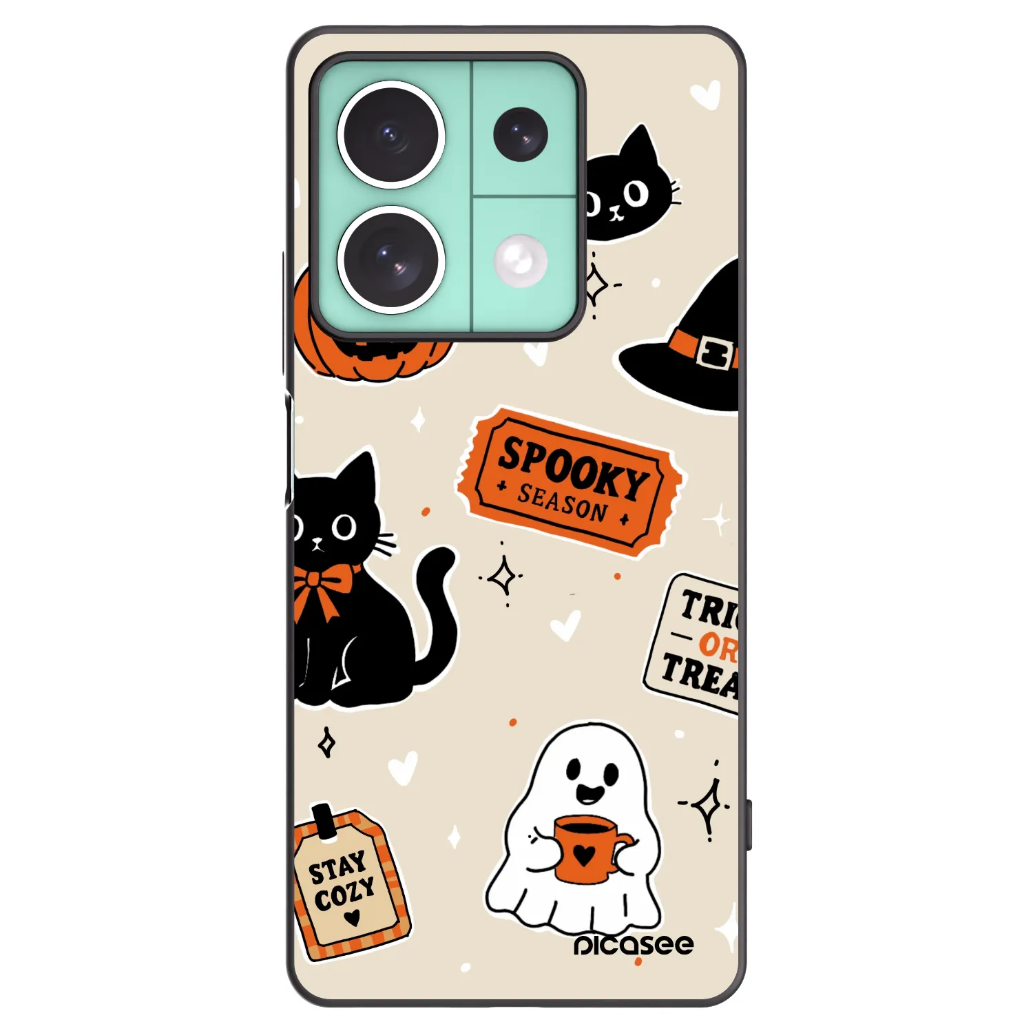 Picasee Xiaomi Redmi Note 13 5G Hülle - Schwarzes Silikon - Halloween stickers