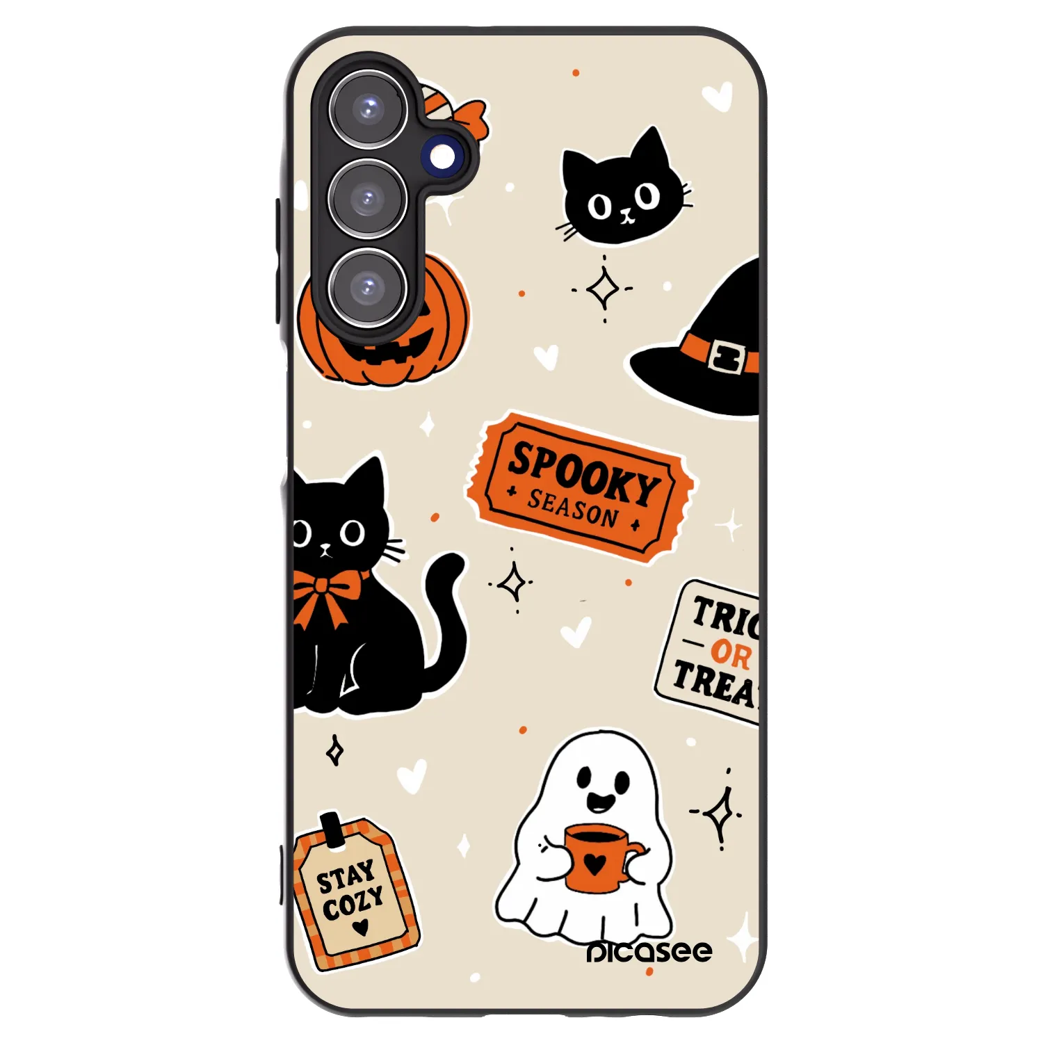 Picasee Samsung Galaxy A15 A156B 5G Hülle - Schwarzes Silikon - Halloween stickers