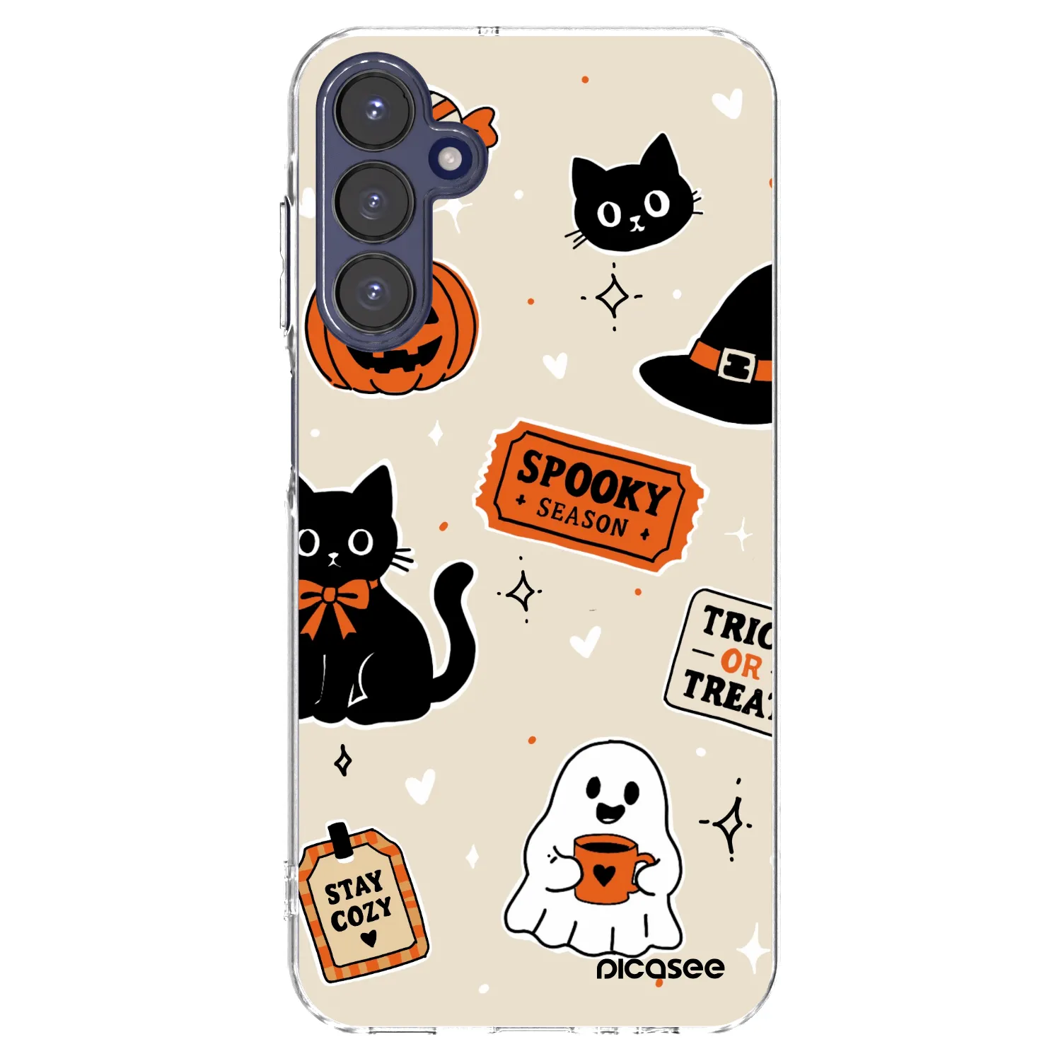 Picasee Samsung Galaxy A15 A155F 4G Hülle - Transparentes Silikon - Halloween stickers