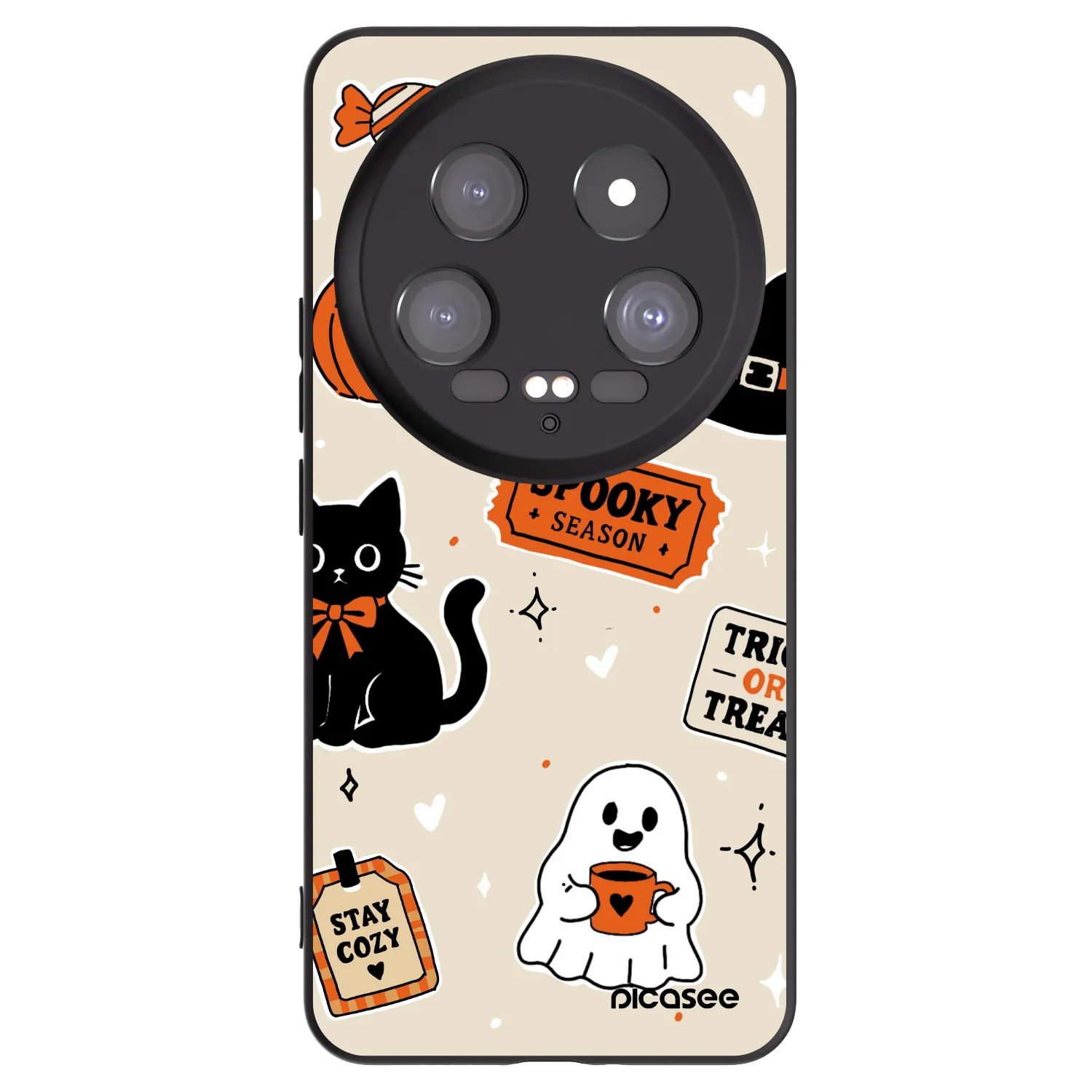 Picasee Xiaomi 14 Ultra Hülle - Schwarzes Silikon - Halloween stickers