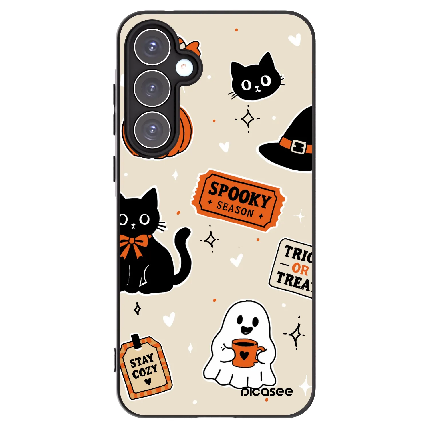 Picasee Samsung Galaxy A55 5G A556B Hülle - Schwarzes Silikon - Halloween stickers