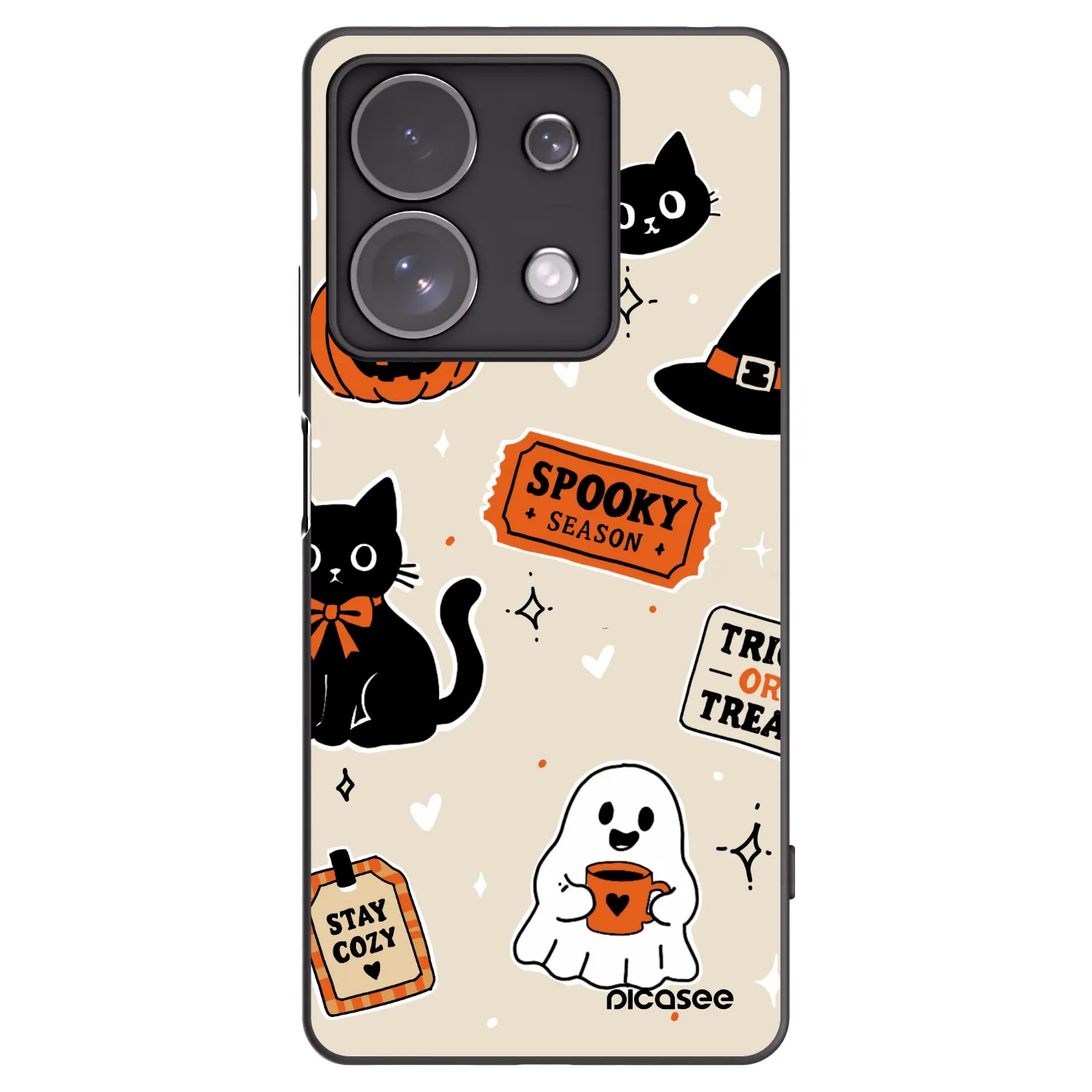 Picasee Xiaomi Redmi Note 13 Pro 4G Hülle - Schwarzes Silikon - Halloween stickers