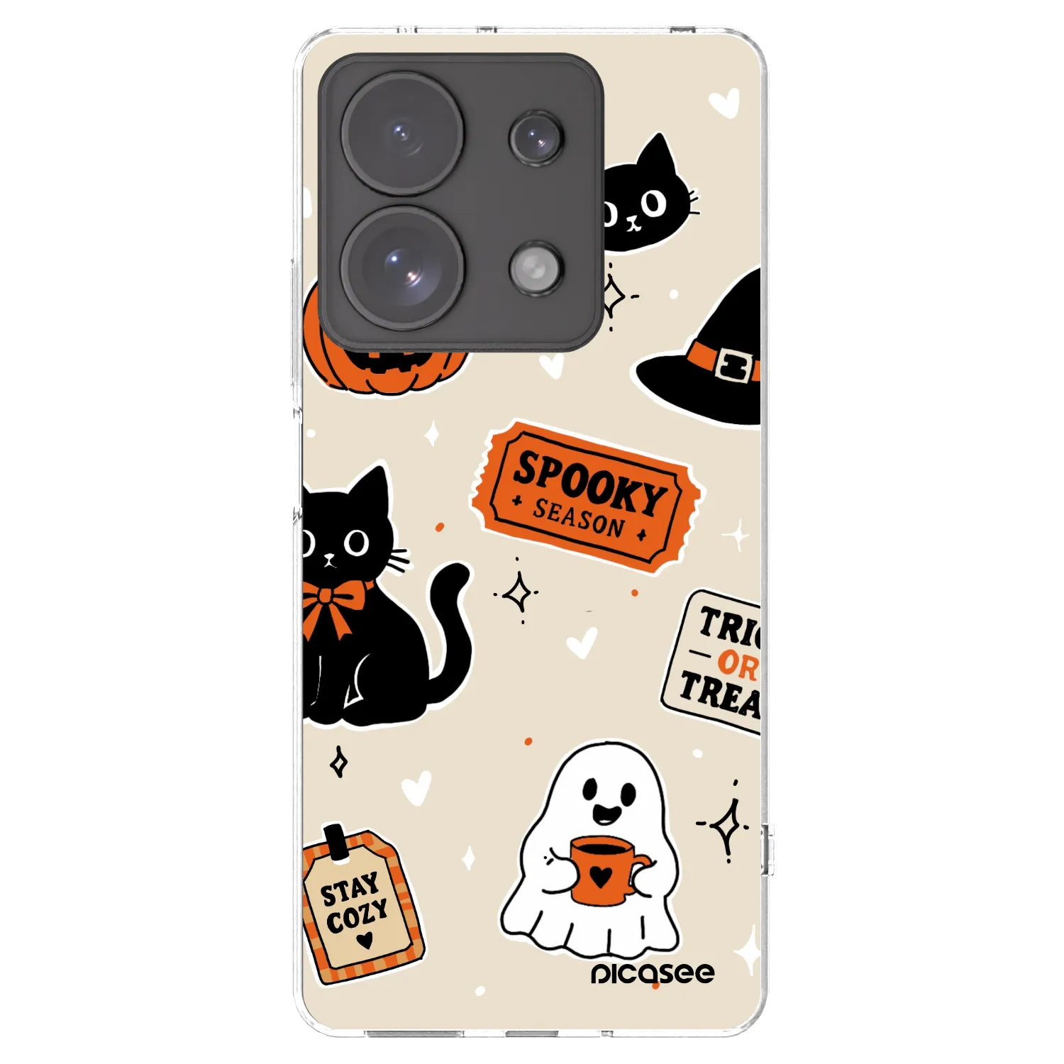 Picasee Xiaomi Redmi Note 13 Pro 4G Hülle - Transparentes Silikon - Halloween stickers