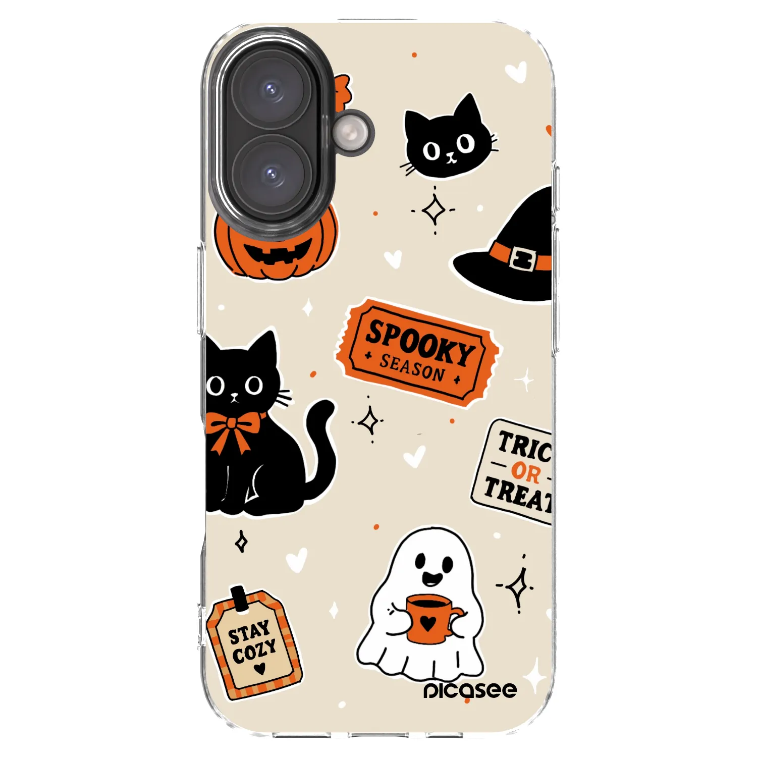 Picasee Apple iPhone 16 Hülle - Transparentes Silikon - Halloween stickers