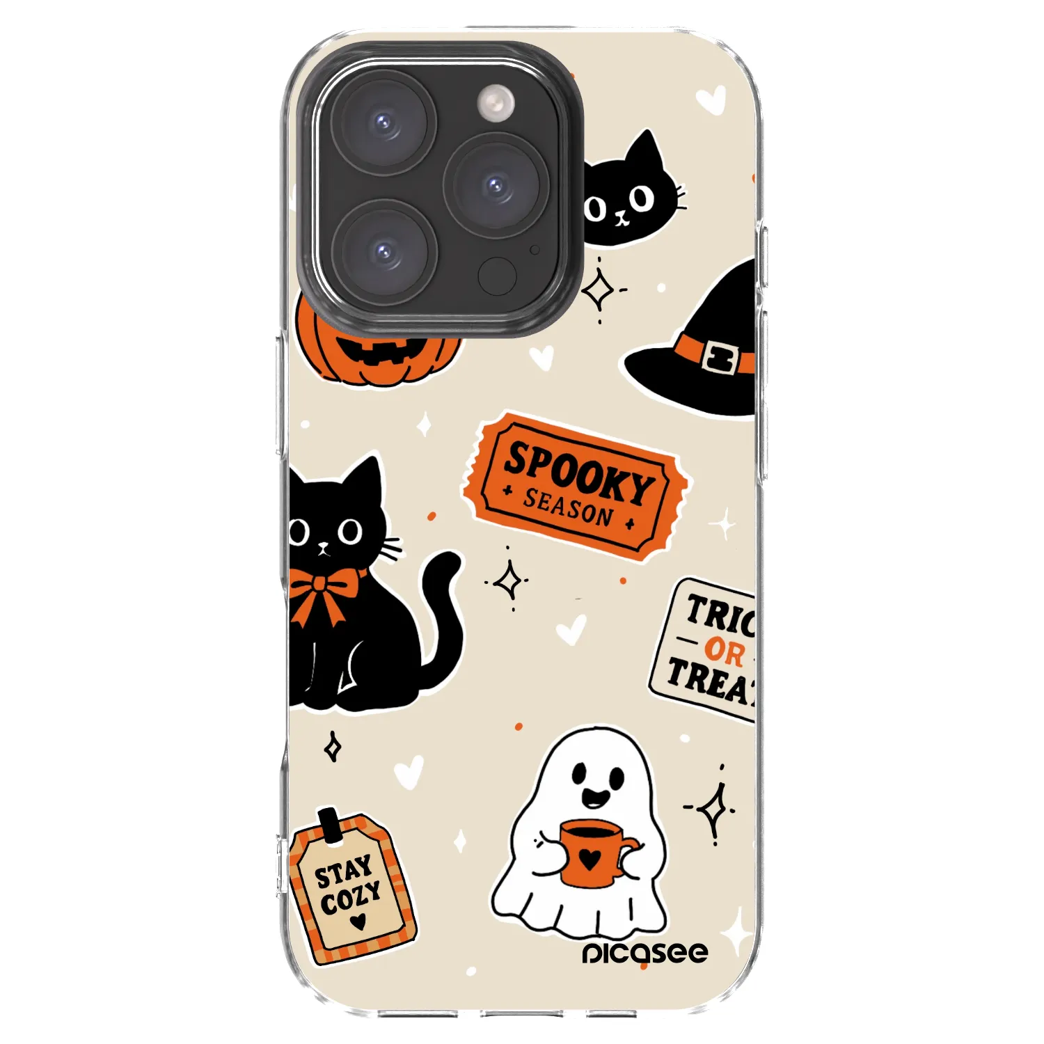 Picasee Apple iPhone 16 Pro Hülle - Transparentes Silikon - Halloween stickers