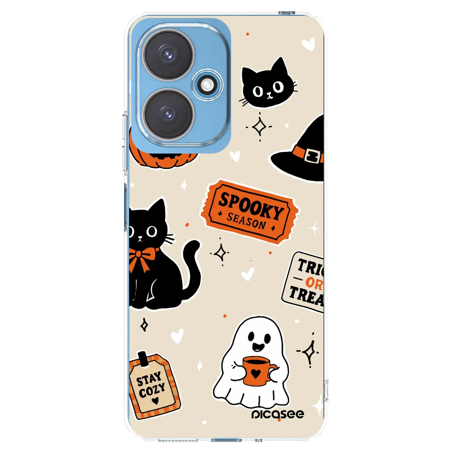 Picasee Xiaomi Redmi 13C 5G Hülle - Transparentes Silikon - Halloween stickers
